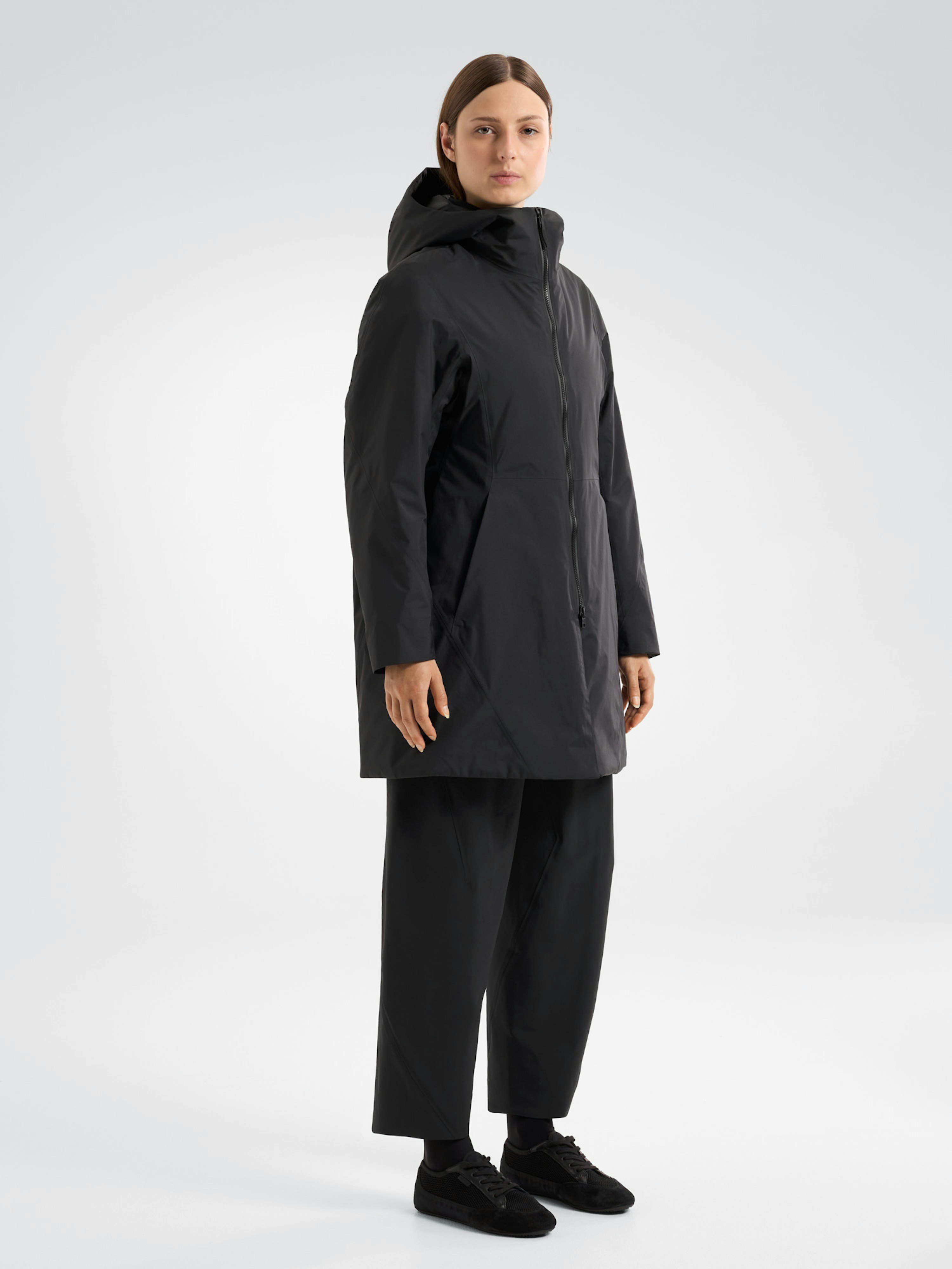 Entasis Insulated Coat Women's Black 3 4 Front View