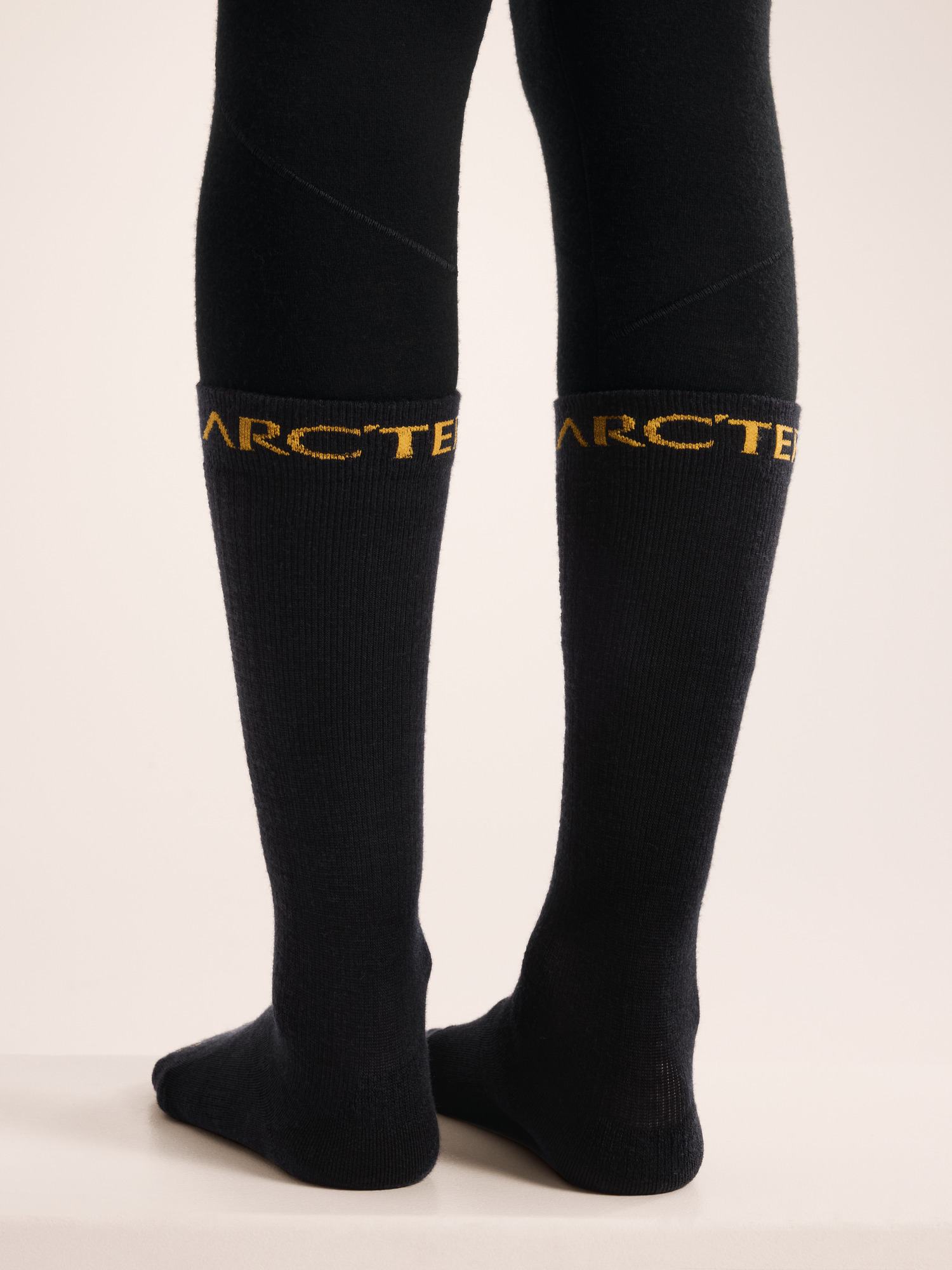 Merino Wool Ski Sock Black Back View