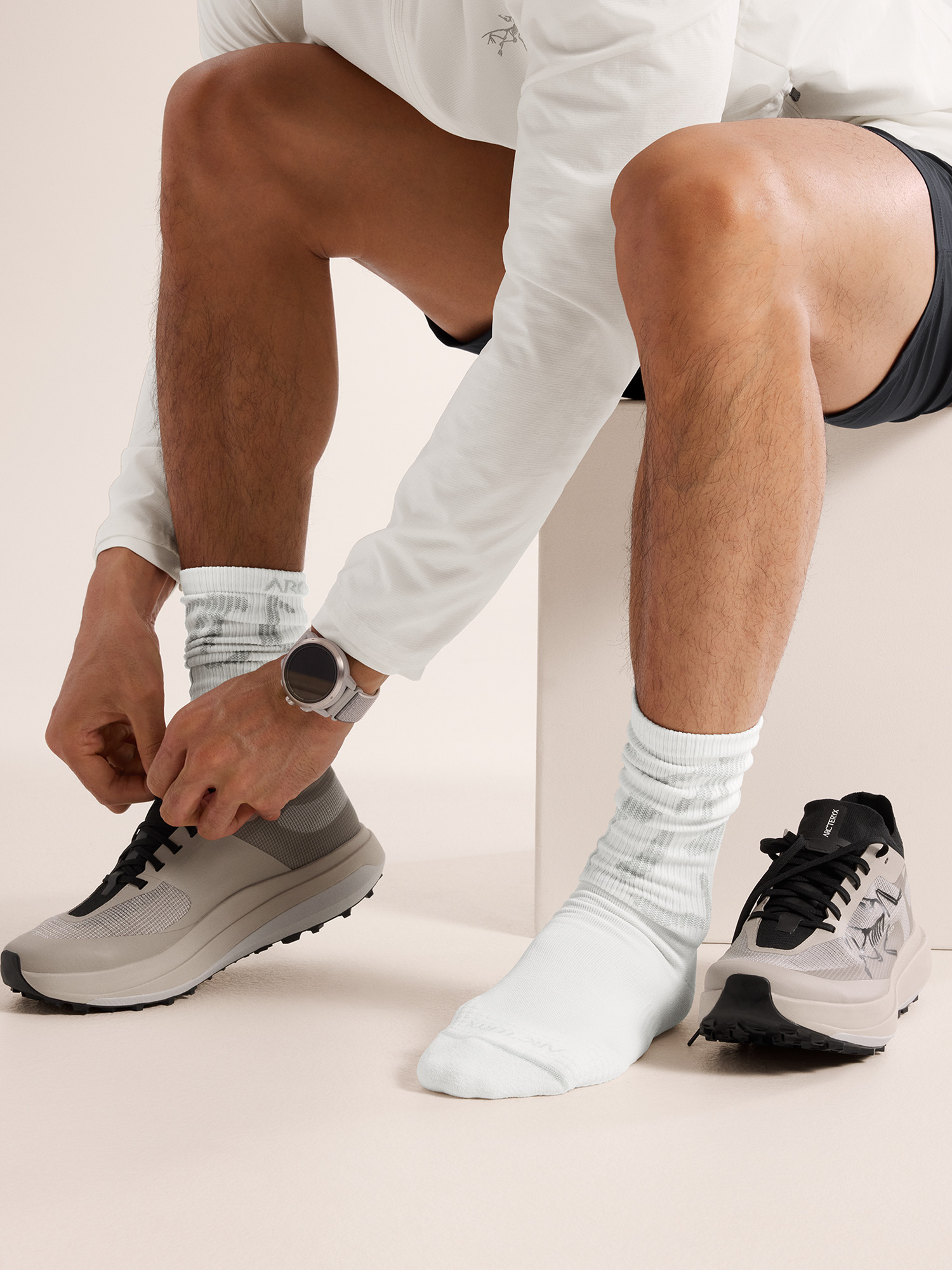 Synthetic Mid Grotto Sock White/Pearl Gray Detail 1