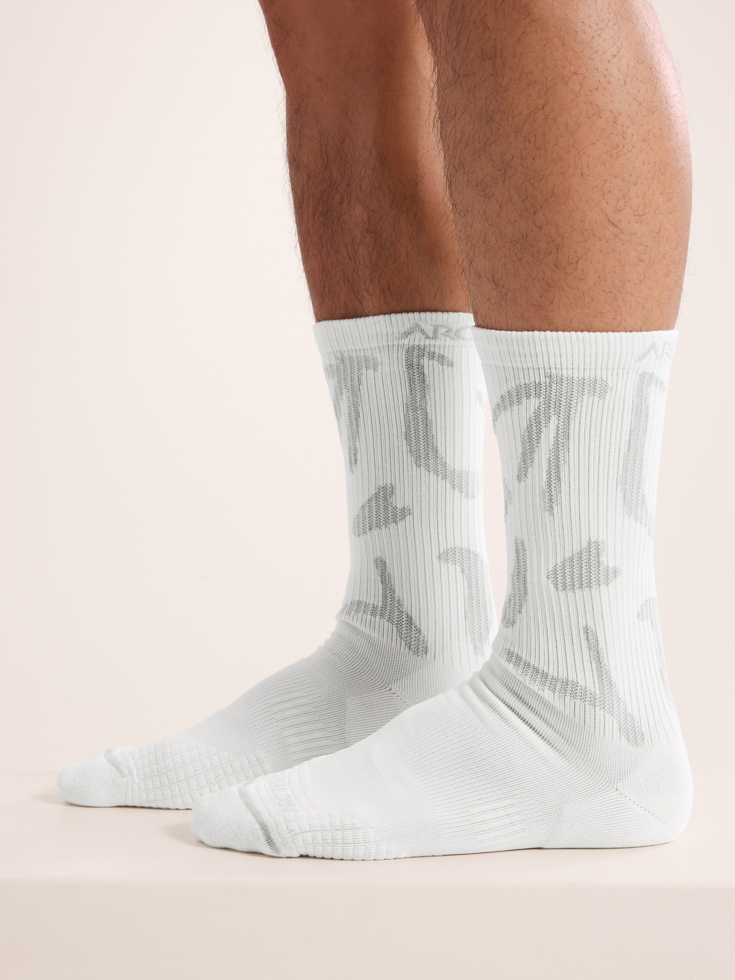 Synthetic Mid Grotto Sock White/Pearl Gray Side View