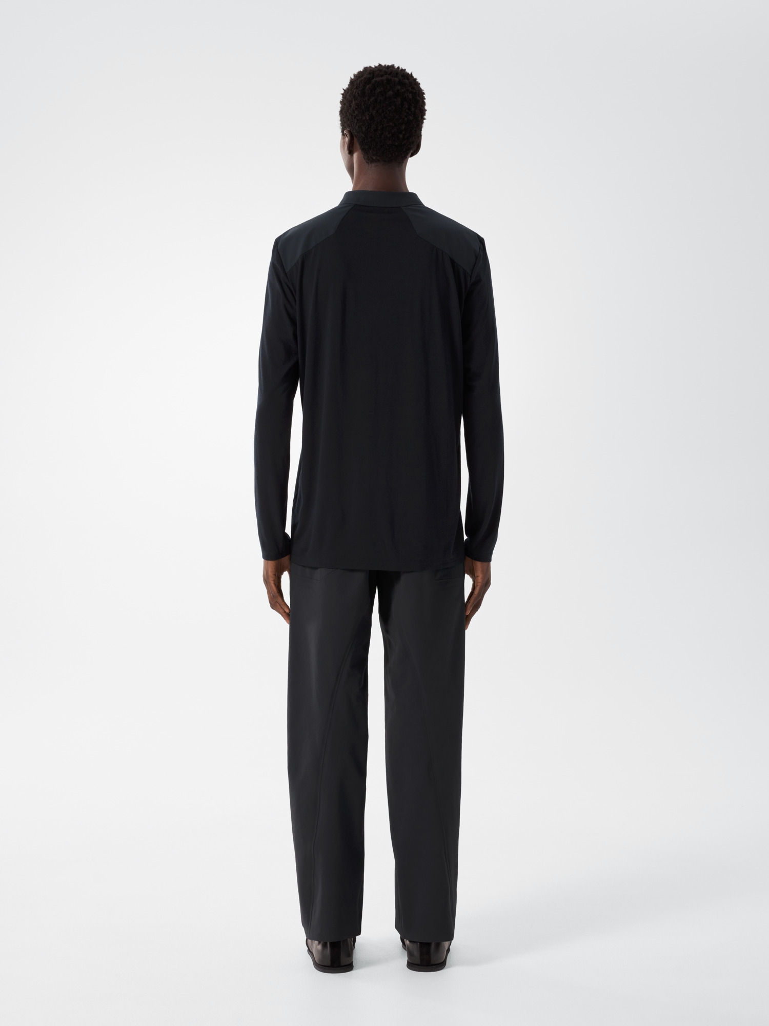 Frame Polo Shirt LS Black Back View