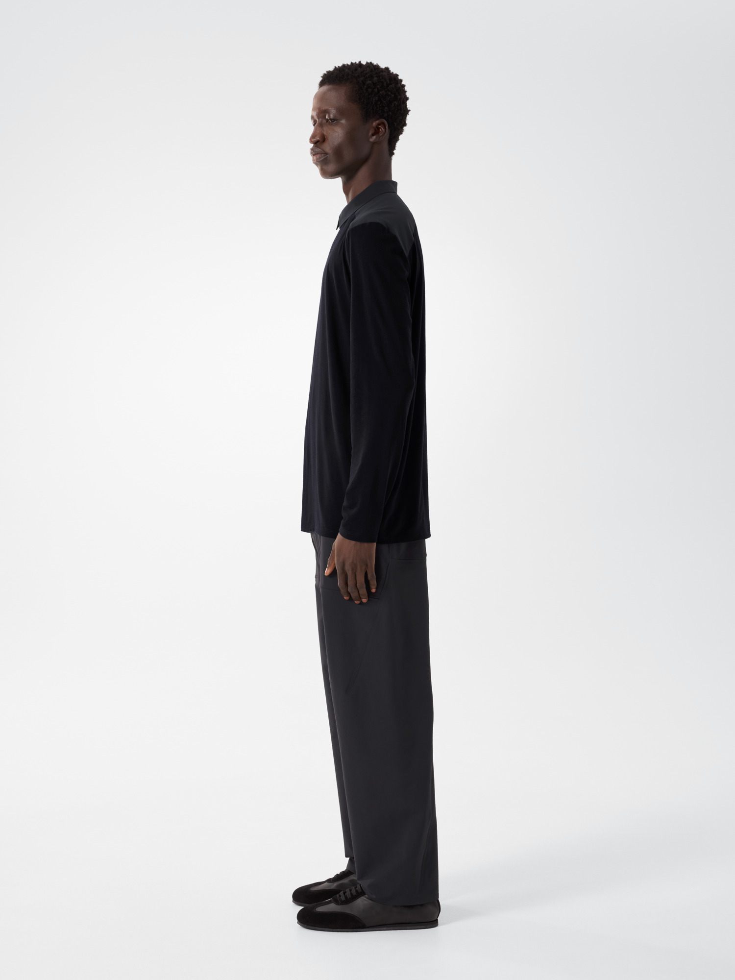 Frame Polo Shirt LS Black Side View