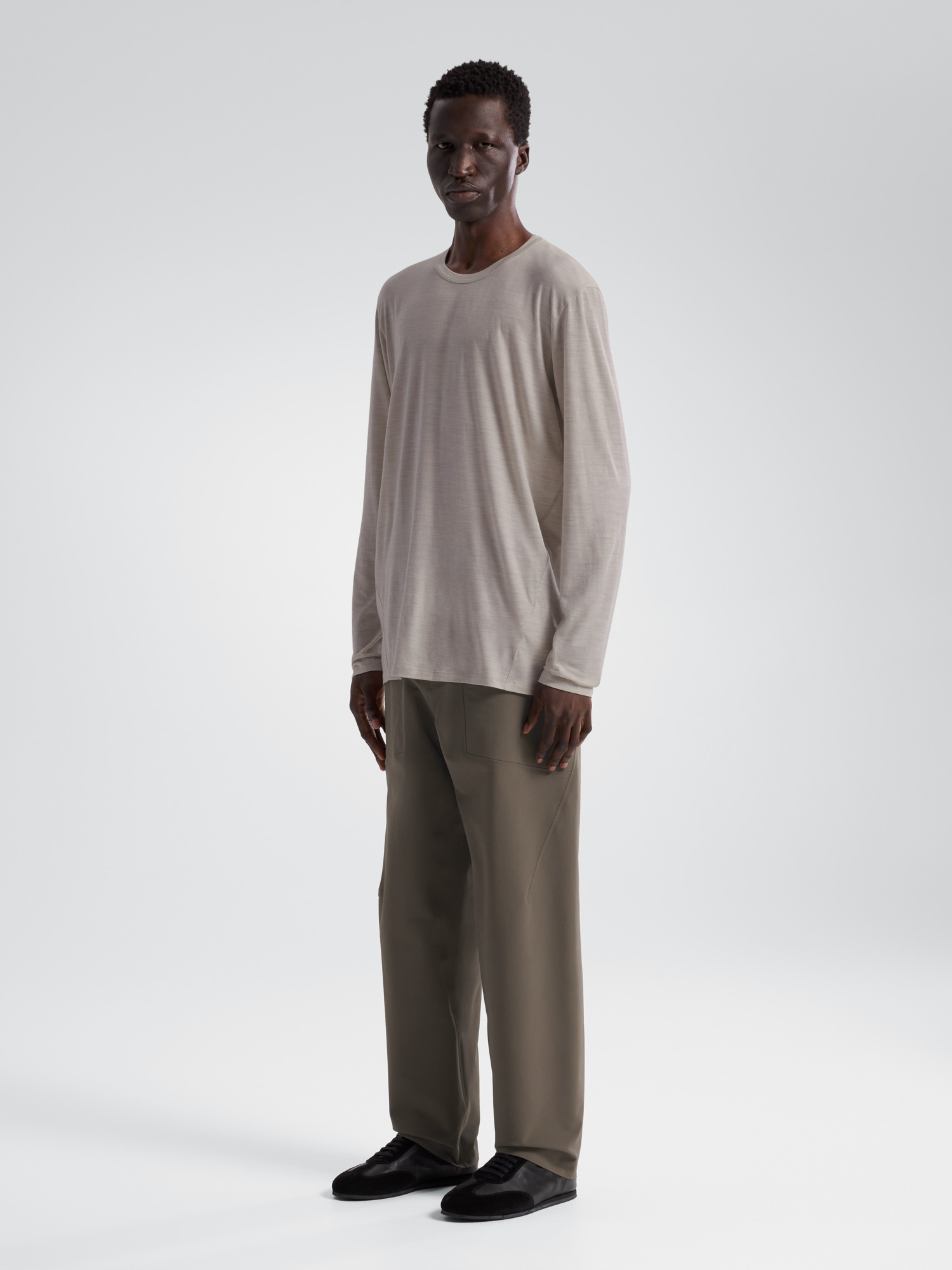 Frame Shirt LS Dark Cocoon Heather 3 4 Front View