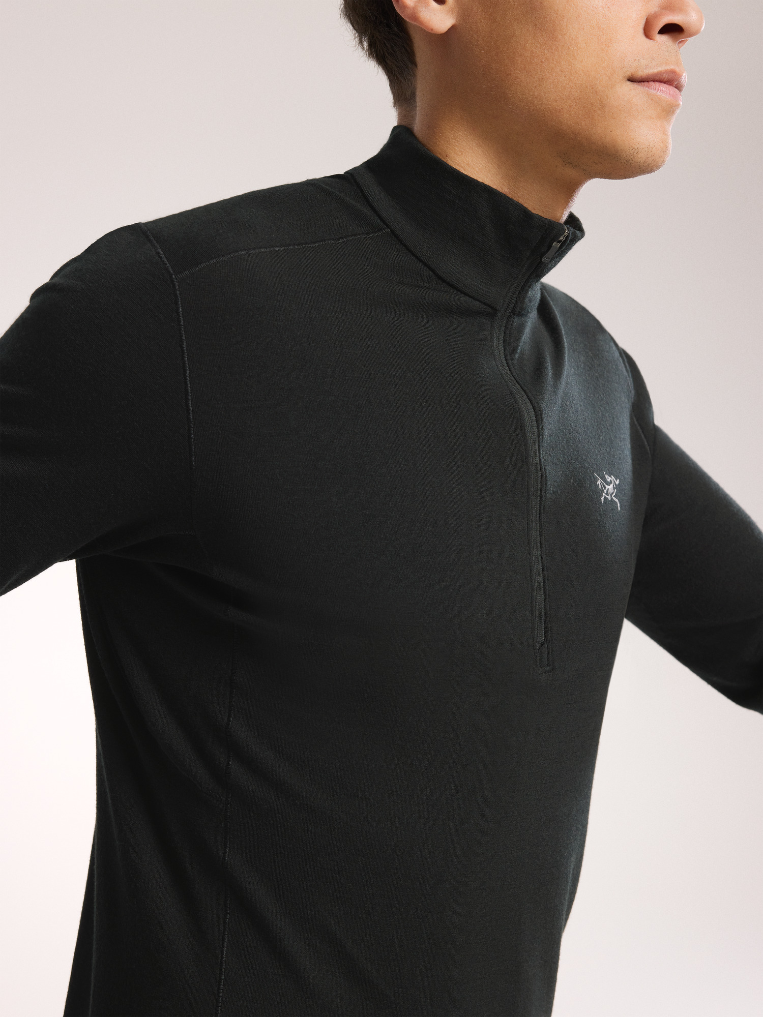 Rho Merino Wool Zip Neck Black Hover