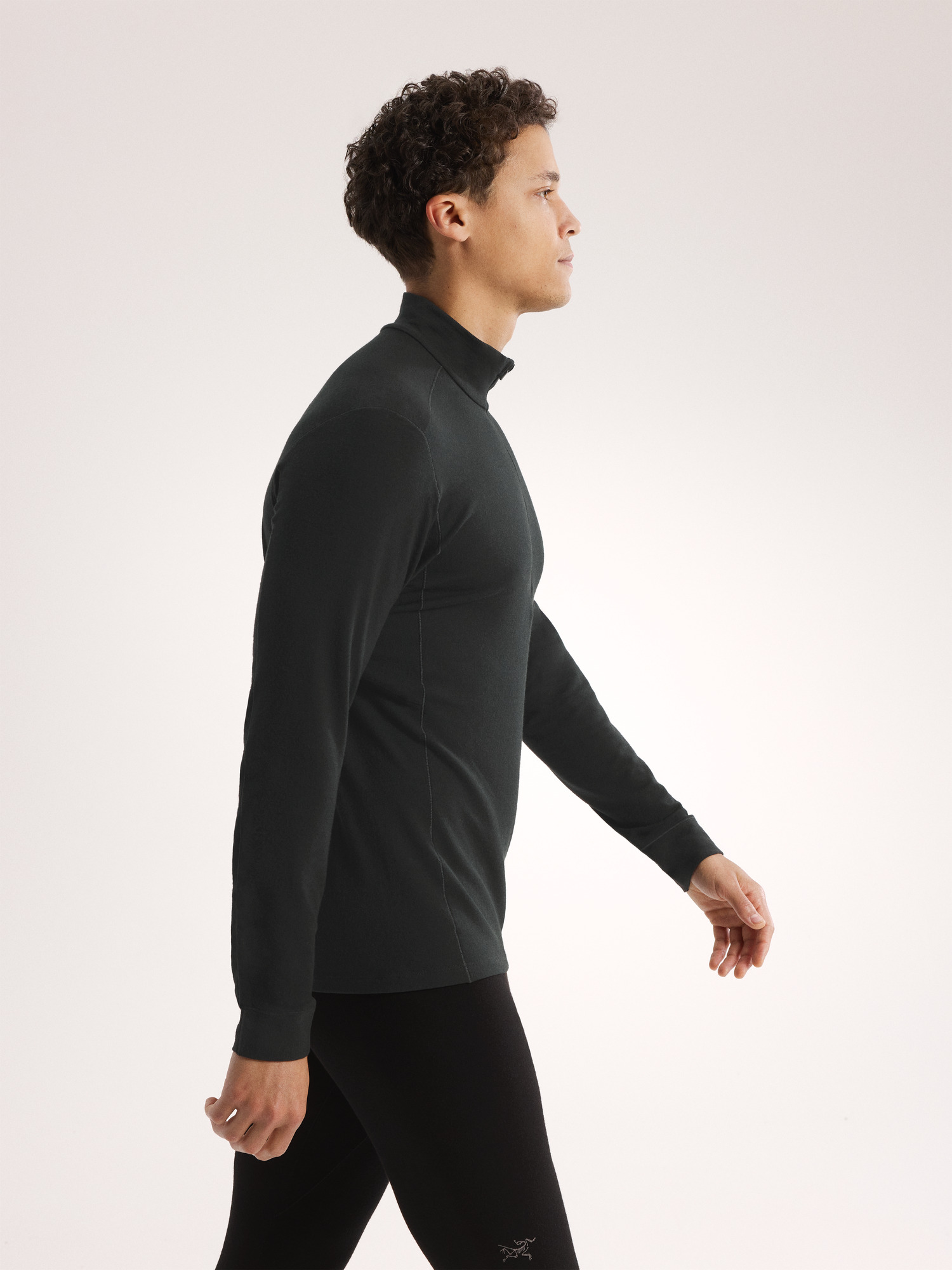 Rho Merino Wool Zip Neck Black Side View