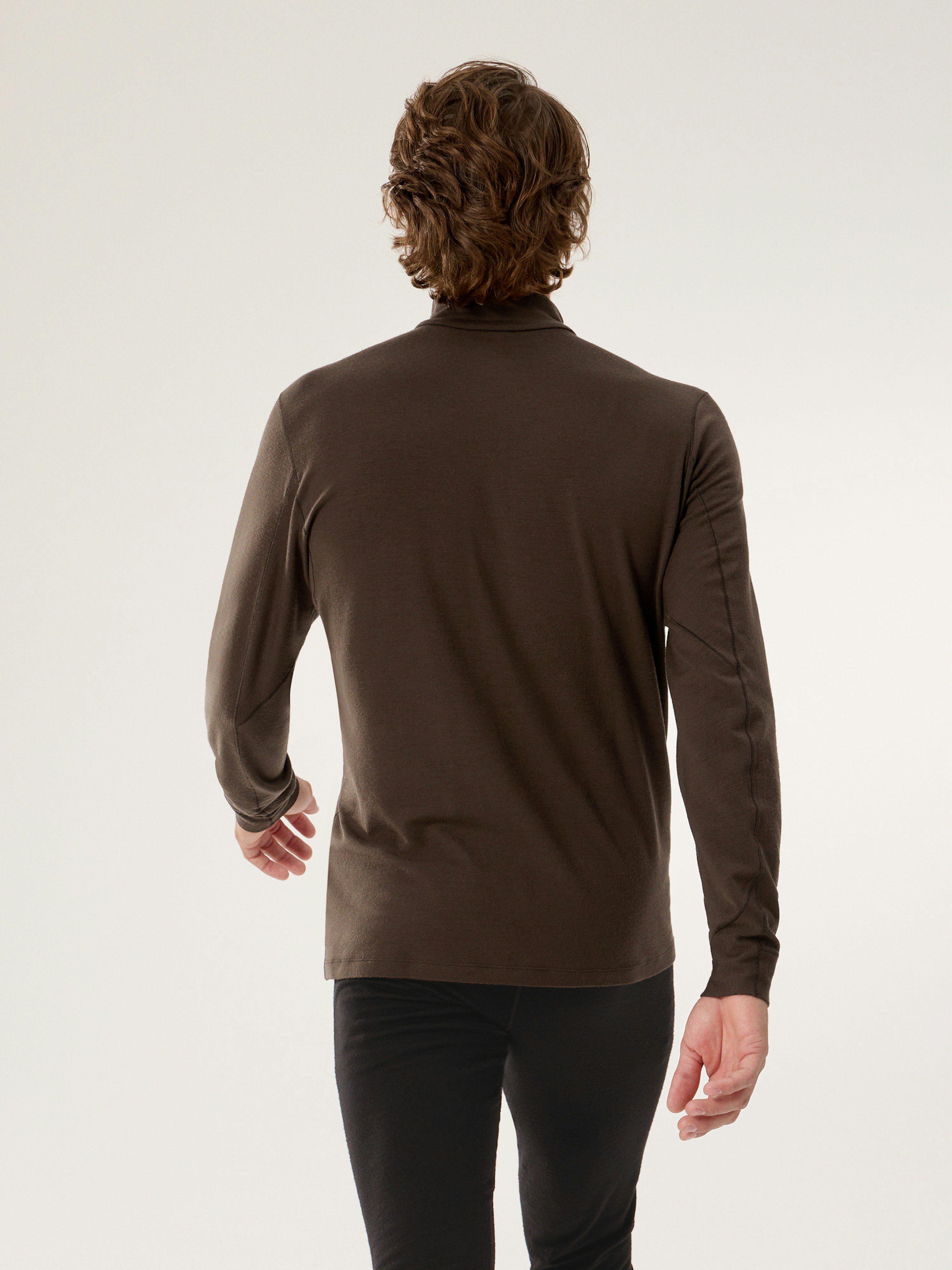 Rho Merino Wool Zip Neck Carob Back View