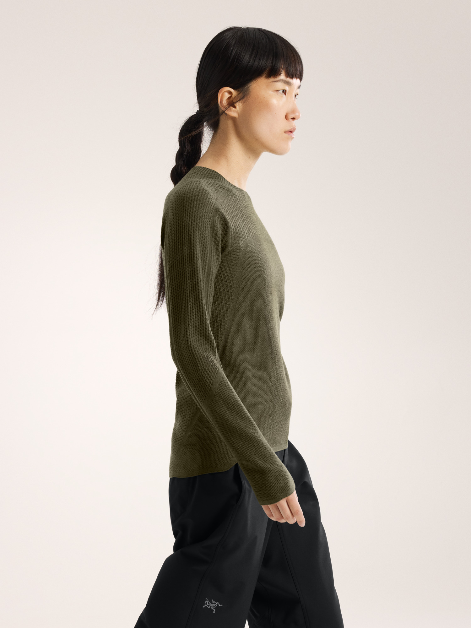 Hallam Merino Wool Crew Neck Women's Tatsu Side View