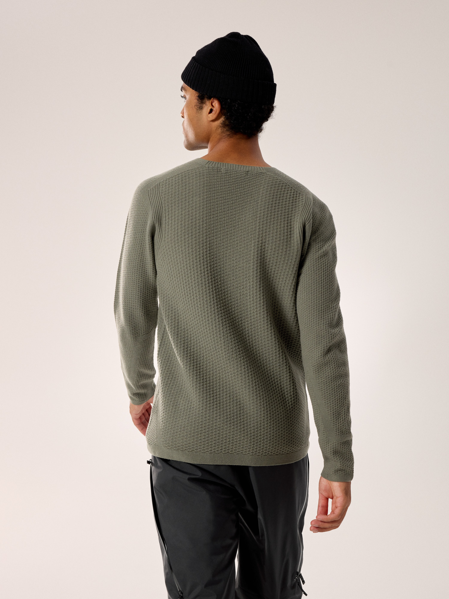 Hallam Merino Wool Crew Neck Shirt LS Forage Back View