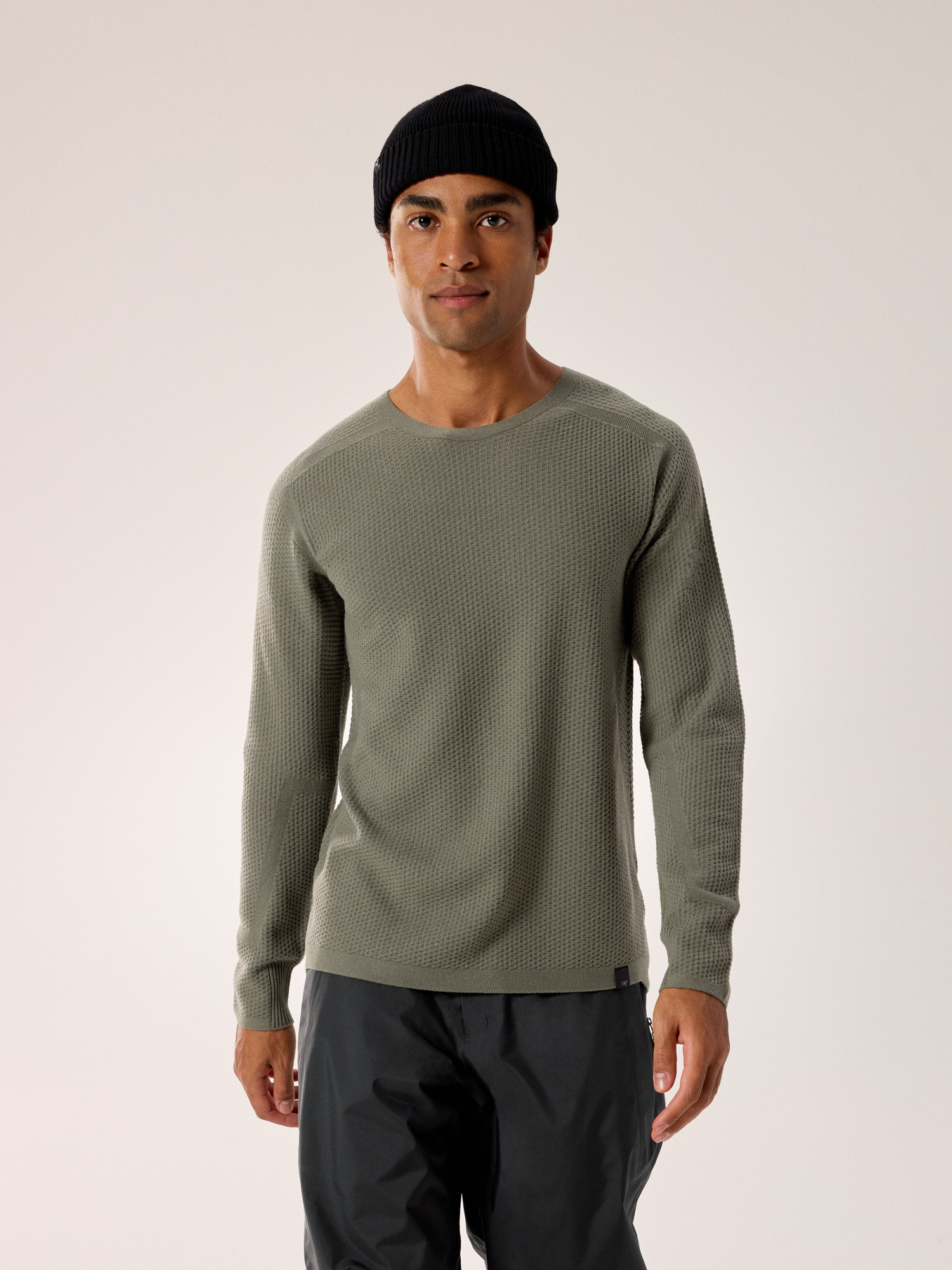 Hallam Merino Wool Crew Neck Shirt LS Forage Front View