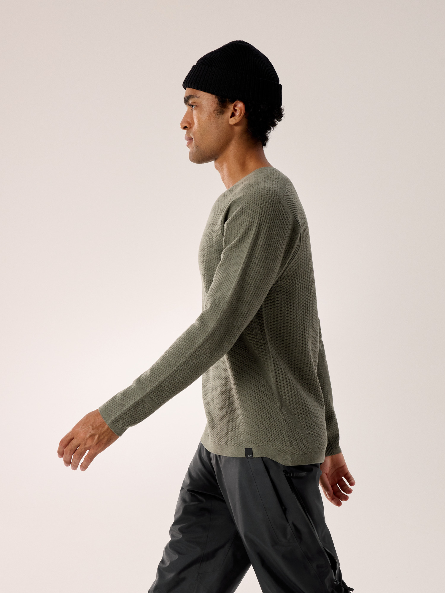 Hallam Merino Wool Crew Neck Shirt LS Forage Side View