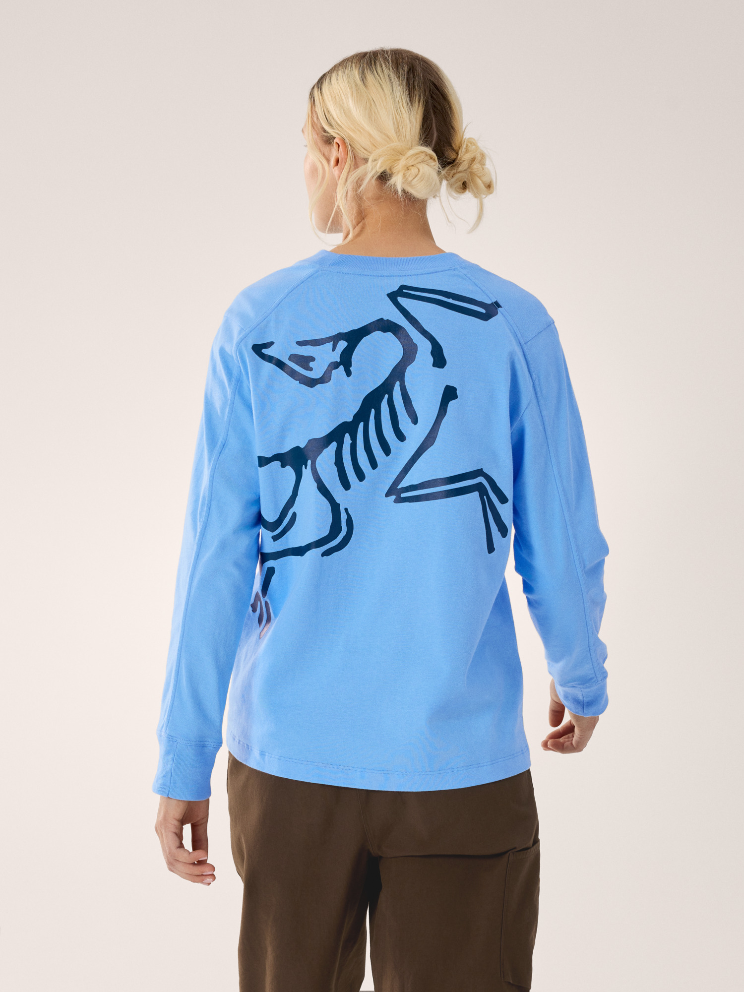 Kragg Cotton Bird Crew Neck Shirt LS Women's Glacial / Nightscape Back View