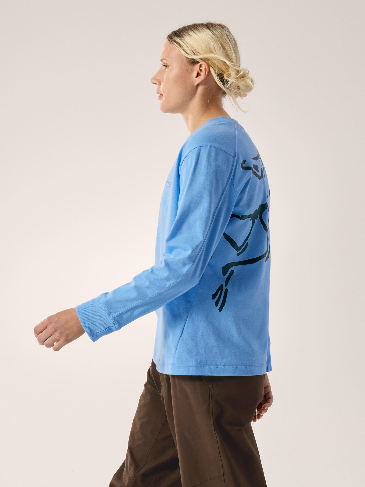 Kragg Cotton Bird Crew Neck Shirt LS Women's Glacial / Nightscape Side View