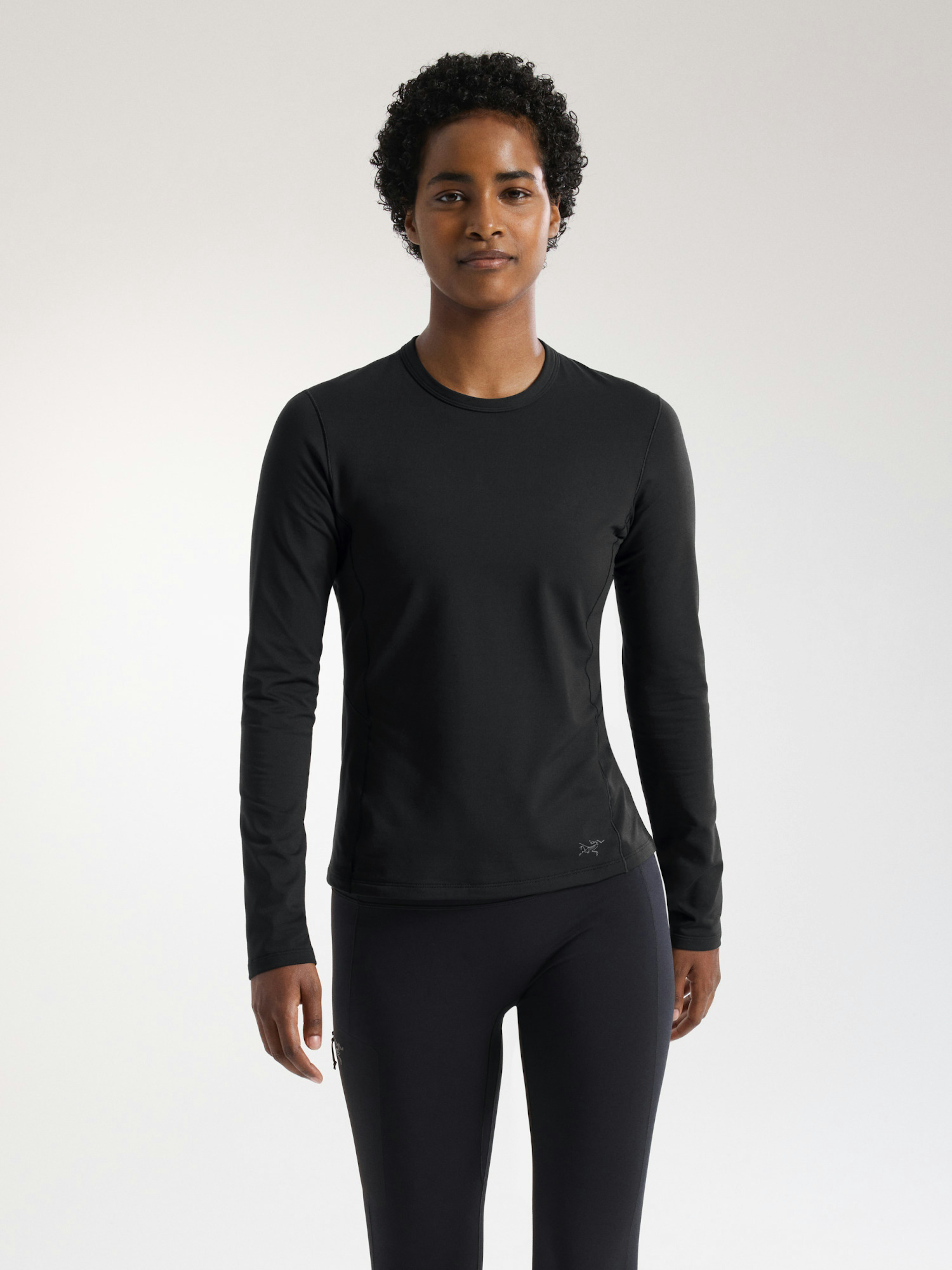 Rho Crew Neck LS Women's Black Front View