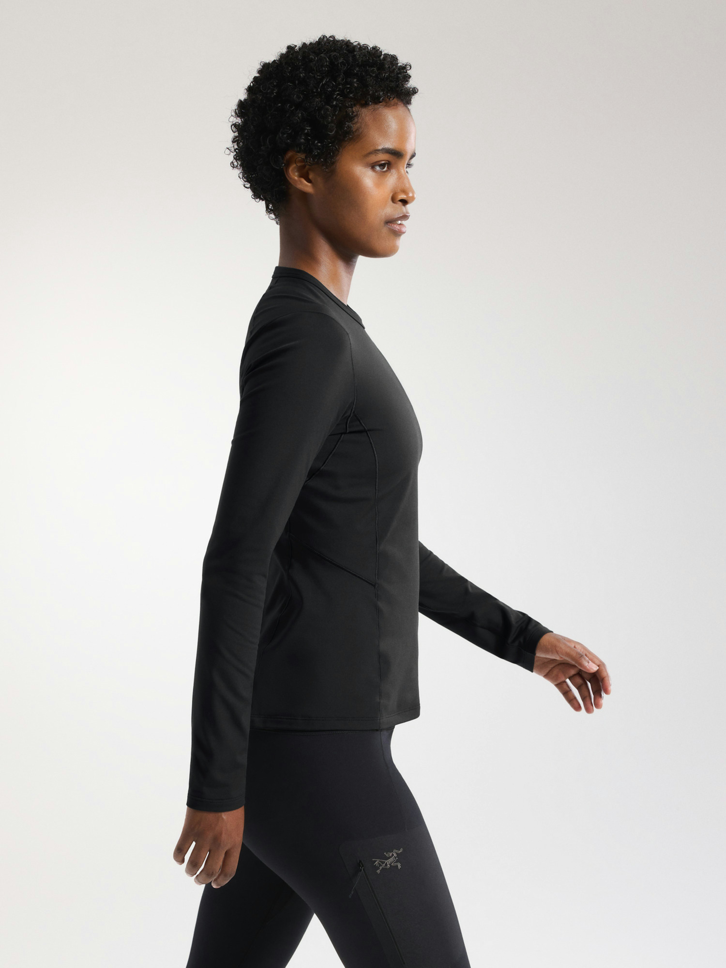 Rho Crew Neck LS Women's Black Side View