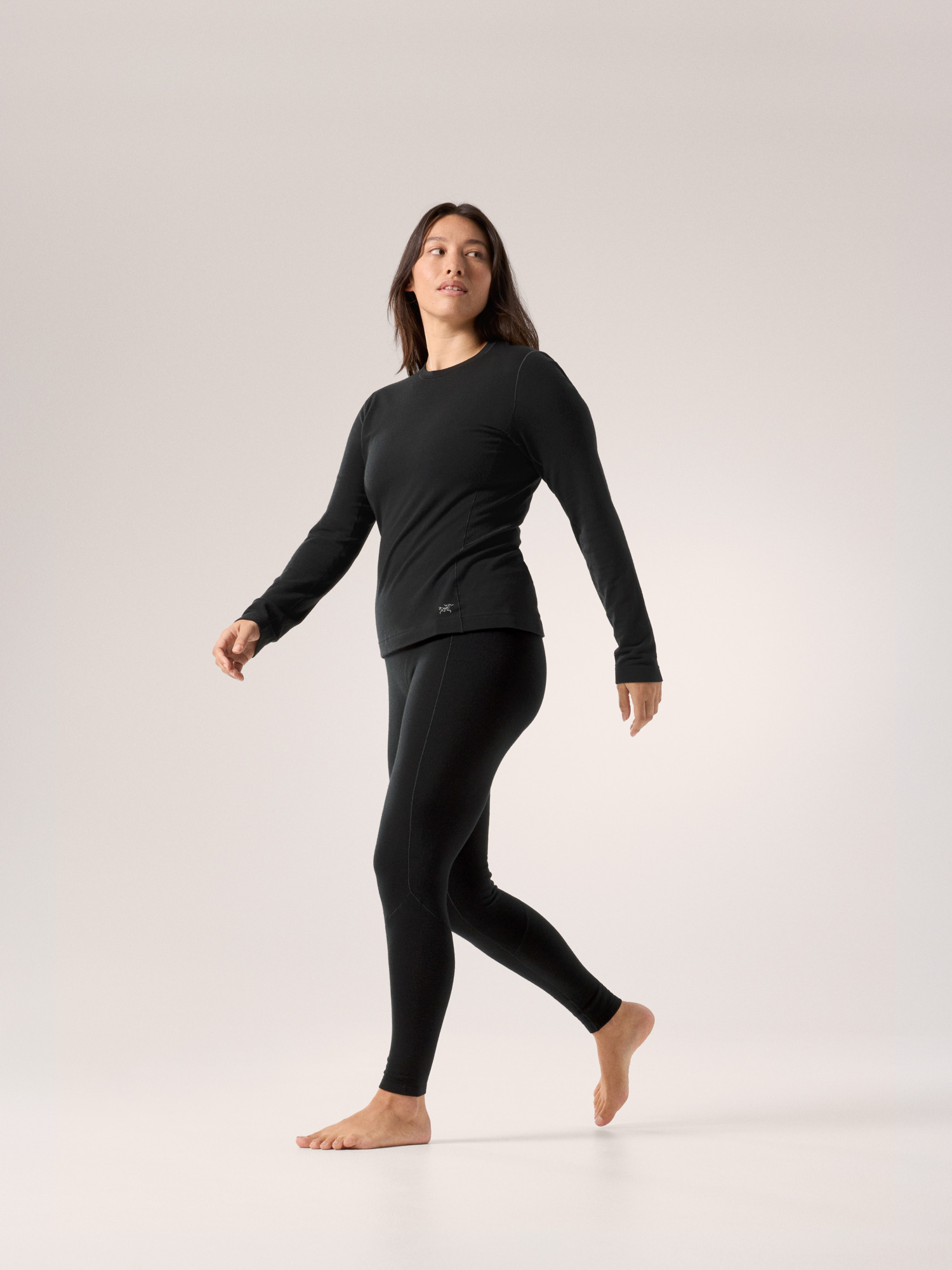 Satoro Merino Wool Crew Neck LS Women's Black Full Body
