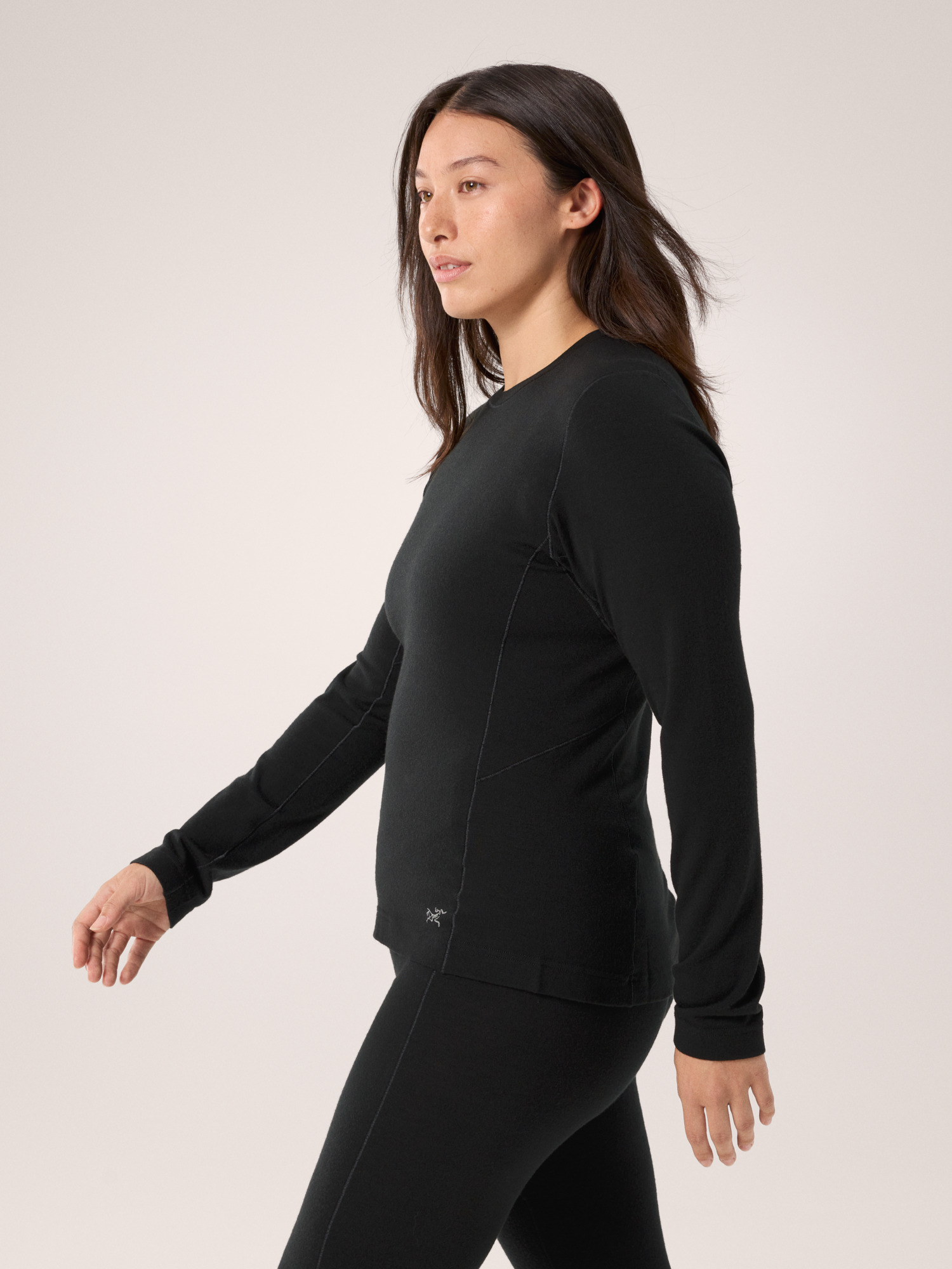 Satoro Merino Wool Crew Neck LS Women's Black Side View