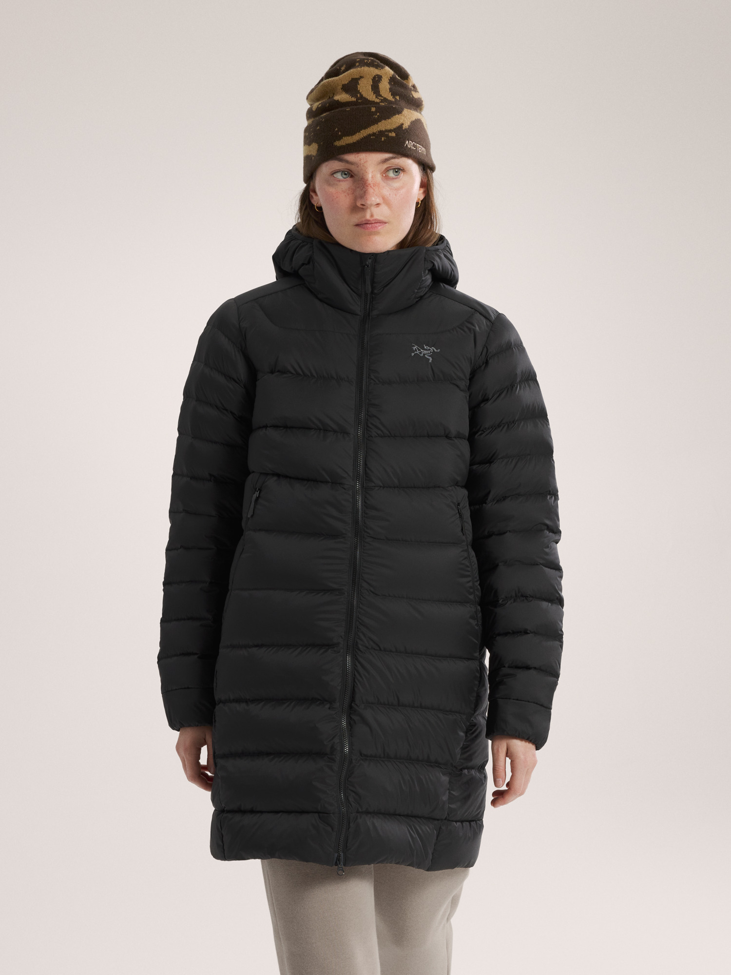 Cerium Mid Coat Women's Black Front View