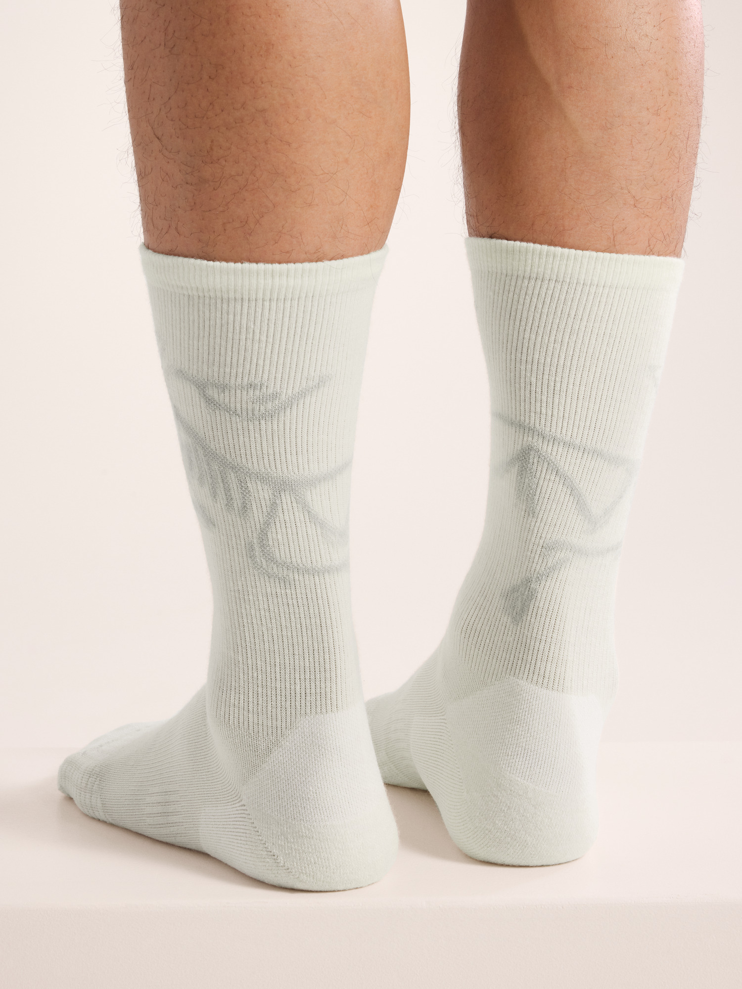 Merino Wool Mid Bird Sock White/Pearl Gray Back View