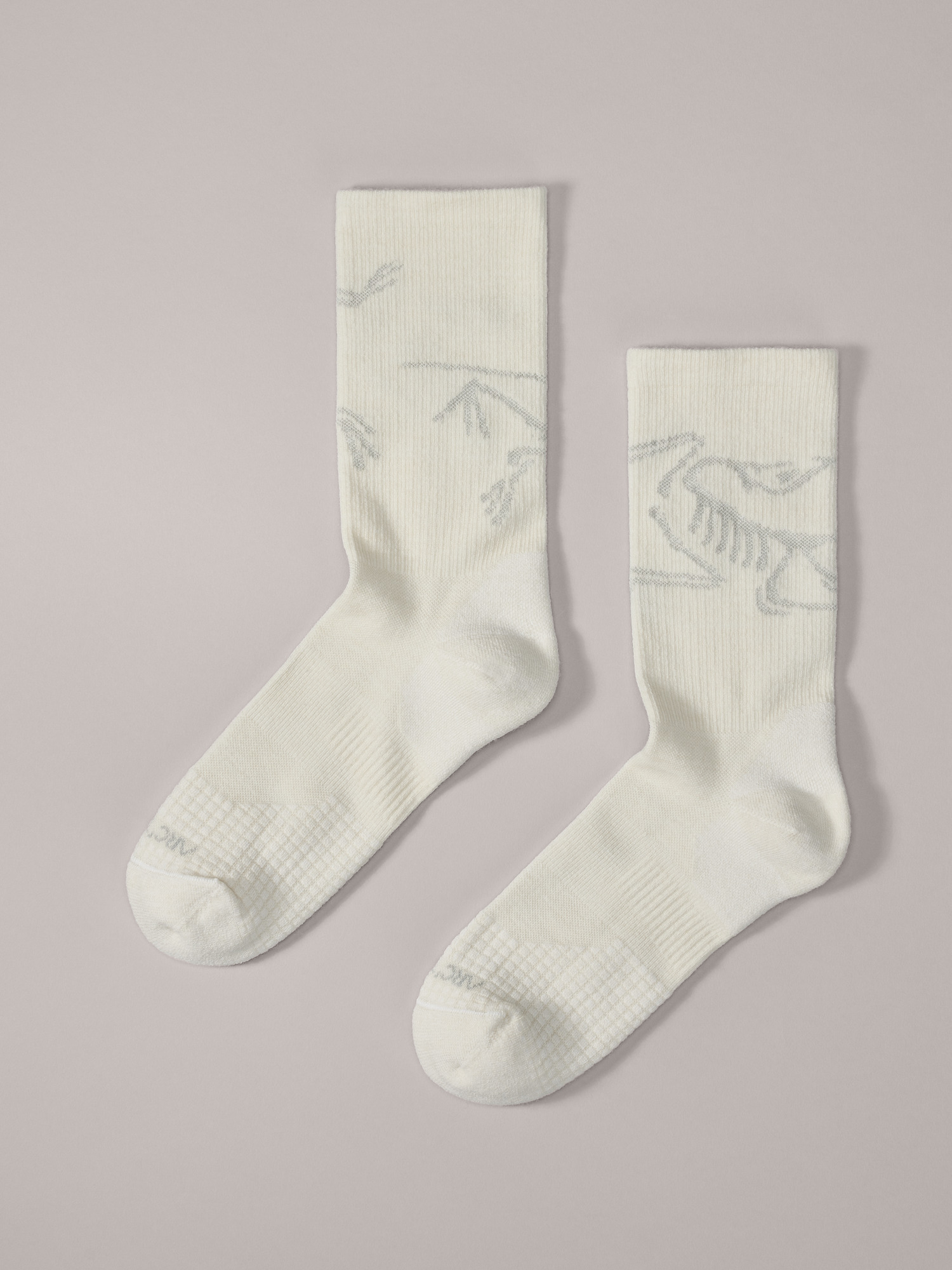 Merino Wool Mid Bird Sock White/Pearl Gray Hover