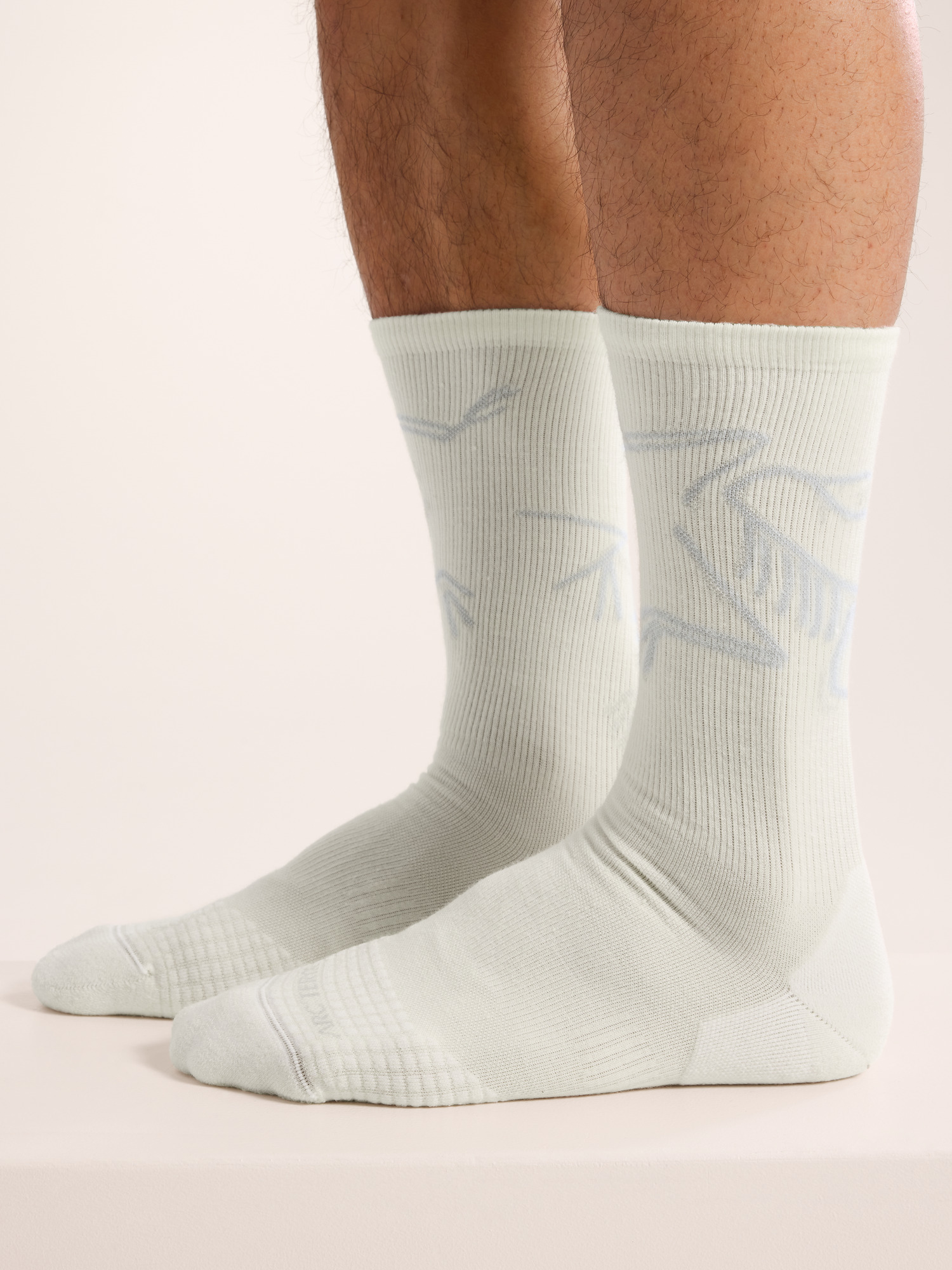 Merino Wool Mid Bird Sock White/Pearl Gray Side View