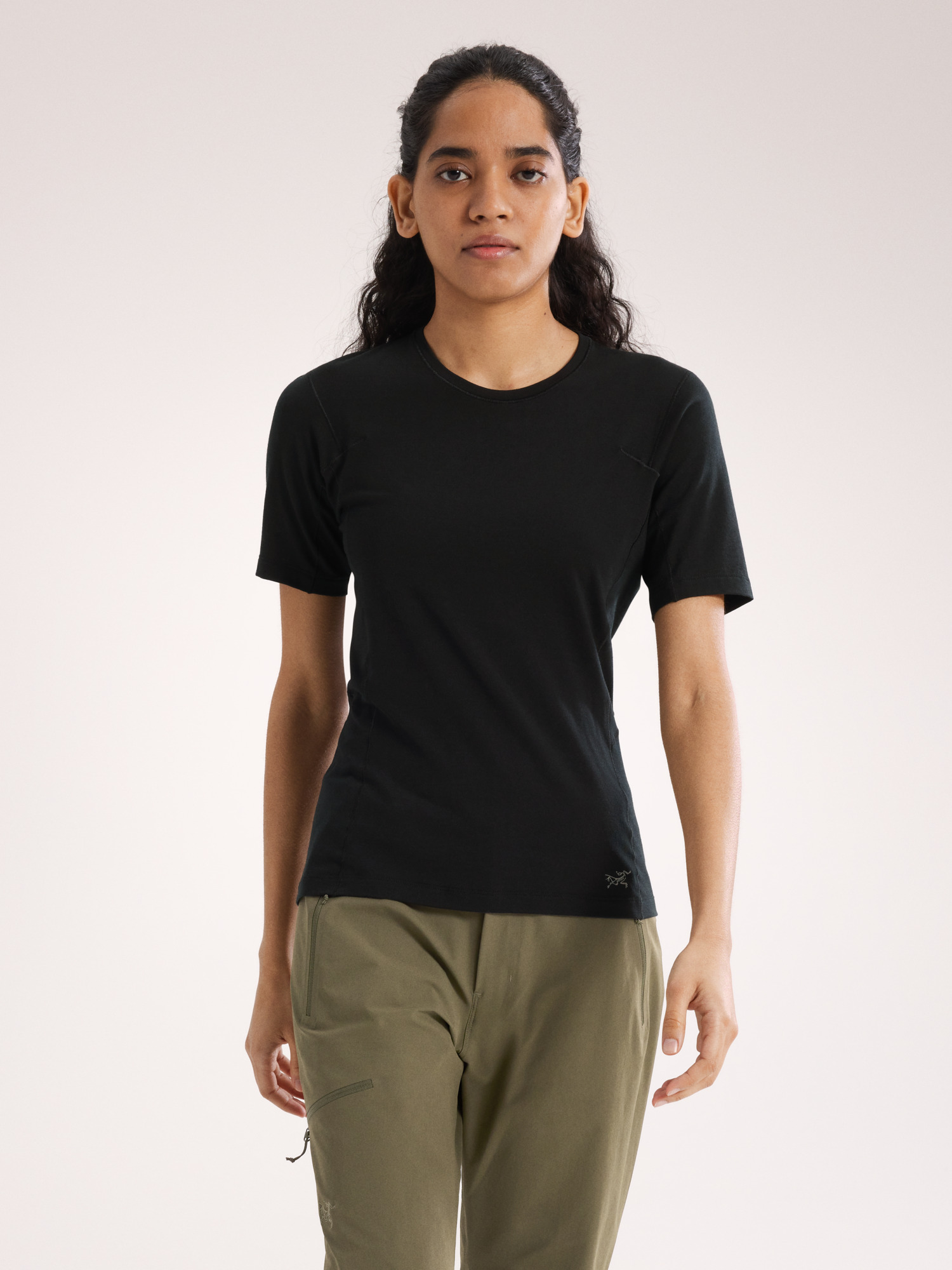 Satoro SL Merino Wool Crew Neck SS Women's Black Front View