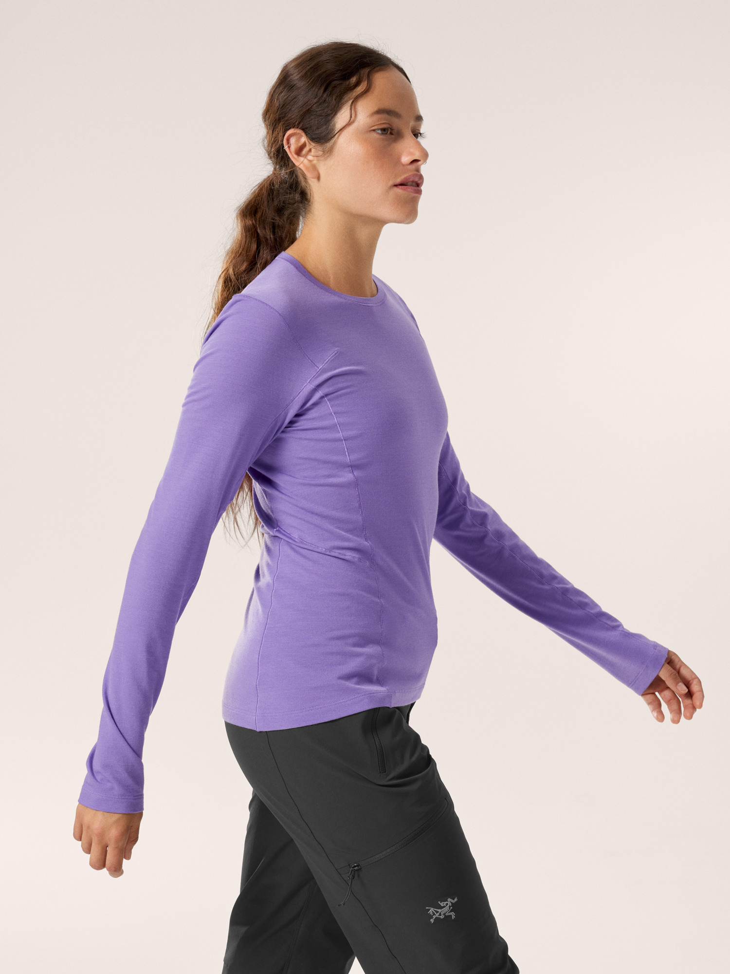 Satoro SL Merino Wool Crew Neck LS Women's Dk Aster Side View