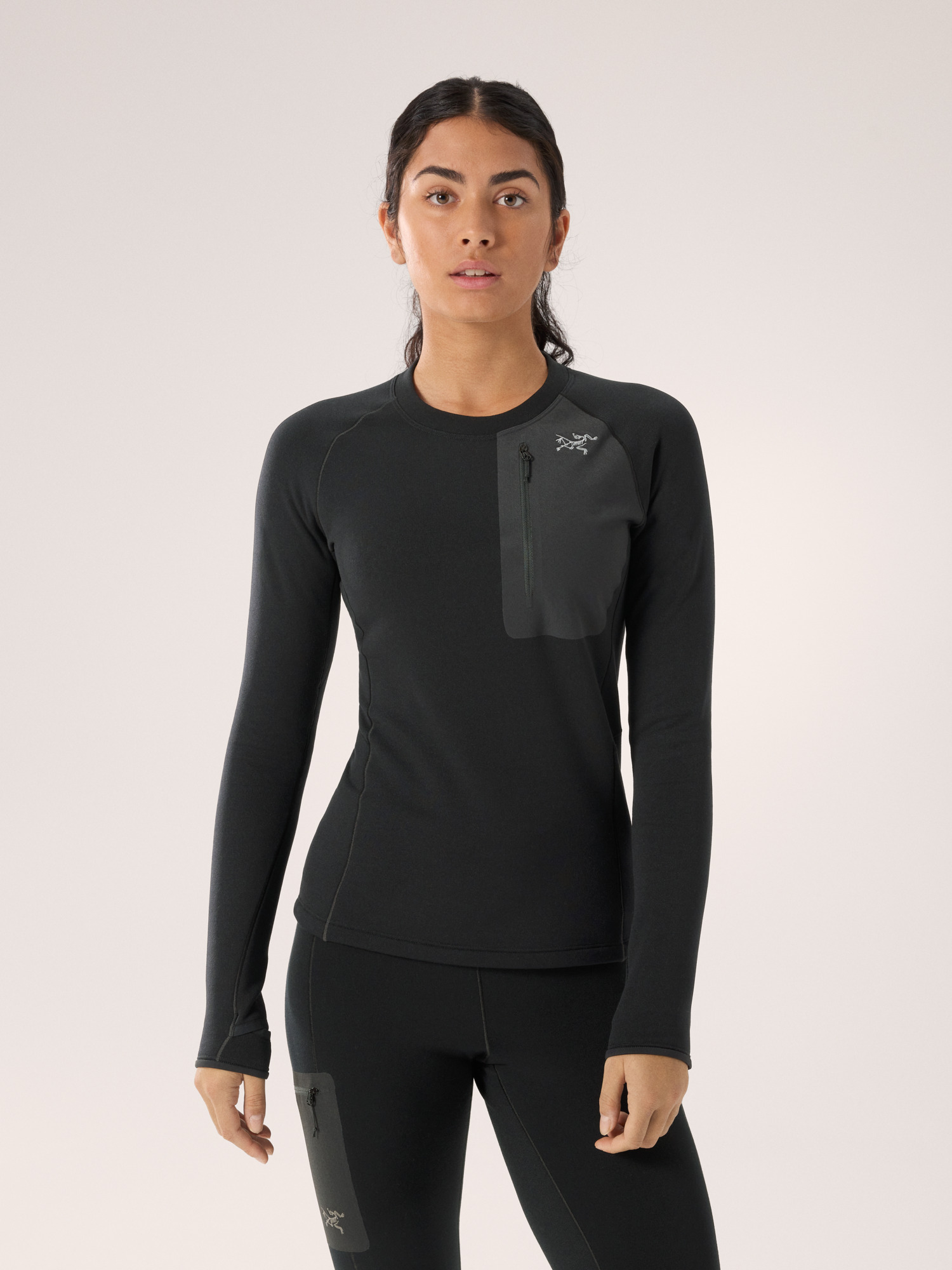 Kyanite Baselayer Crew Neck Women's Black Front View