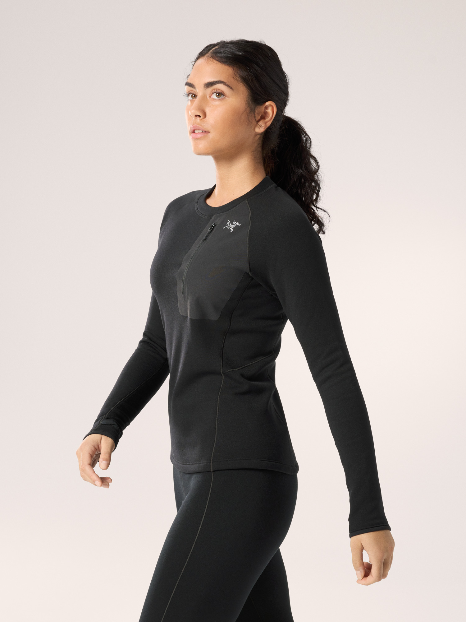 Kyanite Baselayer Crew Neck Women's Black Side View