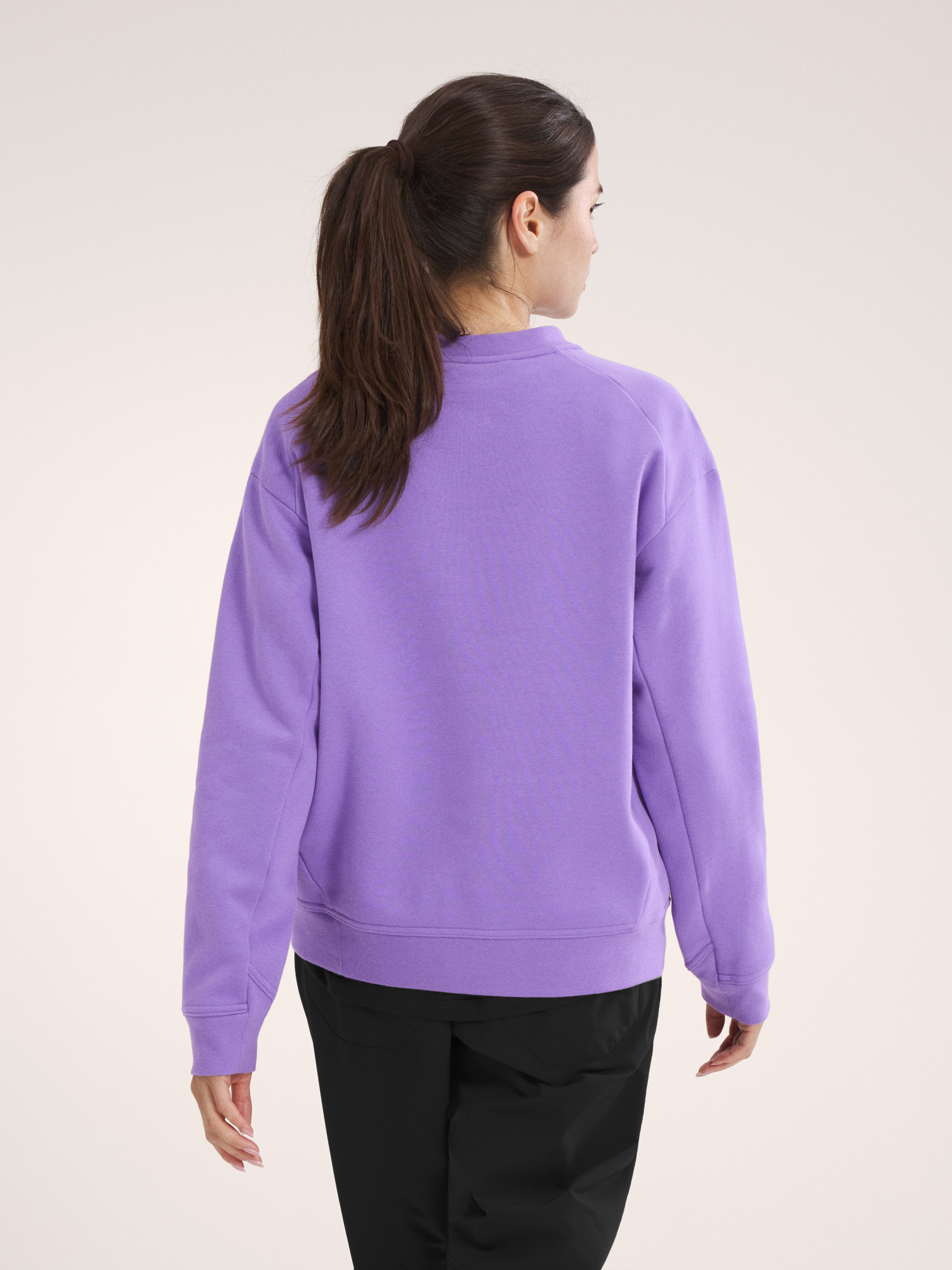 Emblem Fleece Crew Neck Pullover Women's Aster Back View