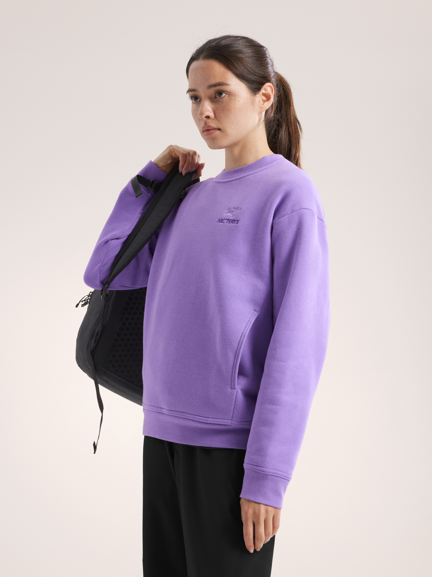Emblem Fleece Crew Neck Pullover Women's Aster Hover
