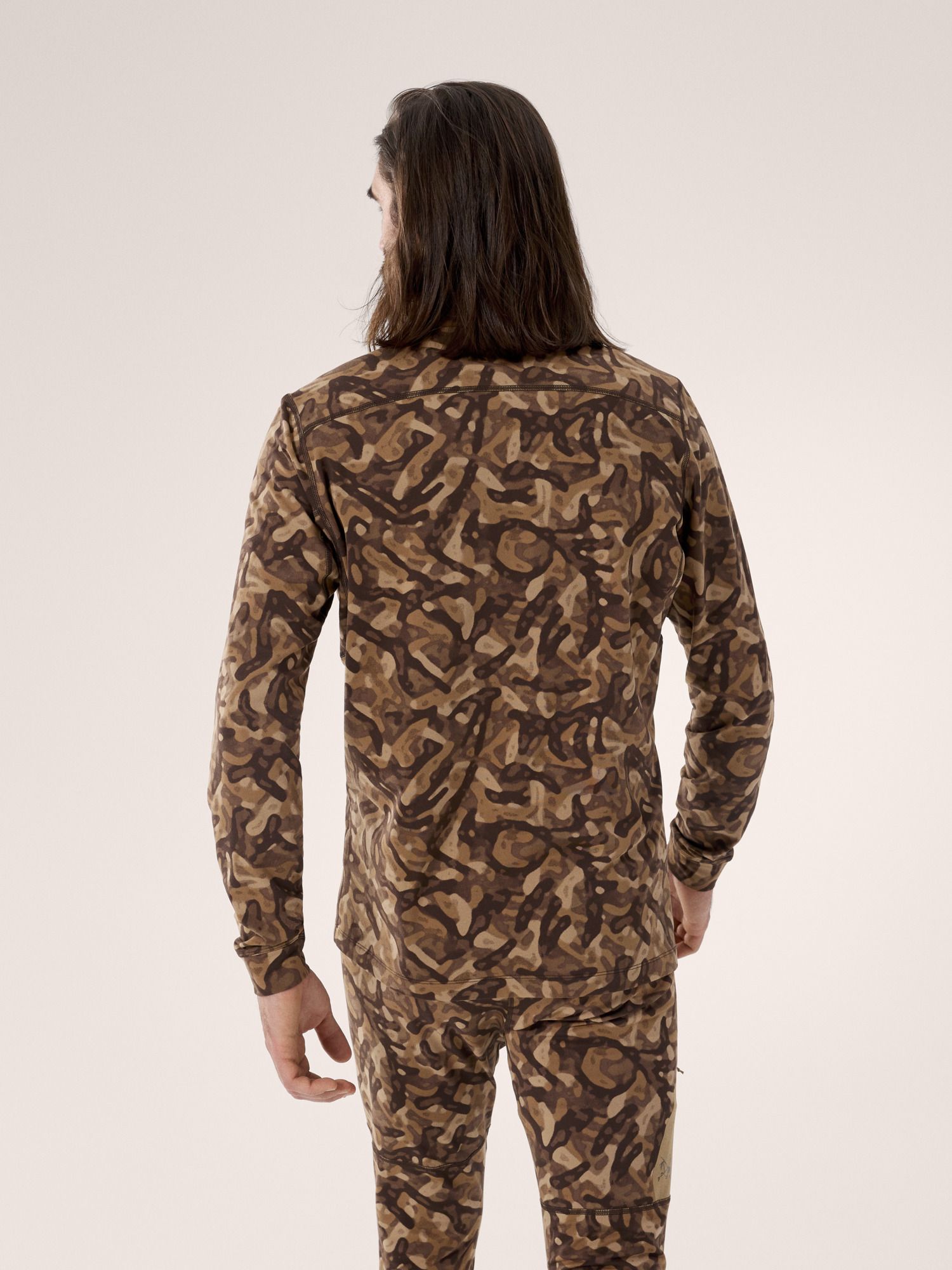 Rho LT Zip Neck Print Carob Grottoflage Back View