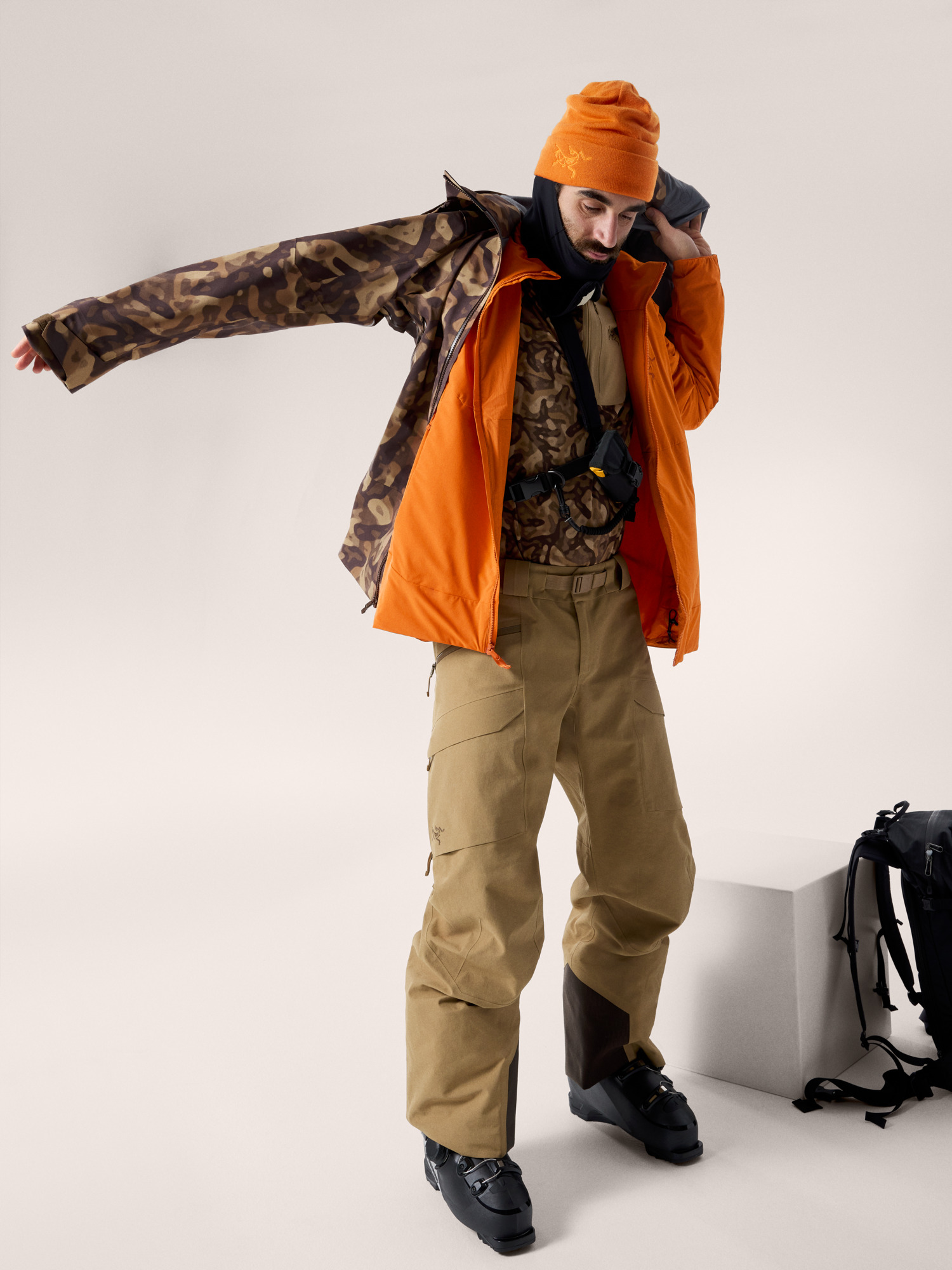 Rho LT Zip Neck Print Carob Grottoflage Full Body