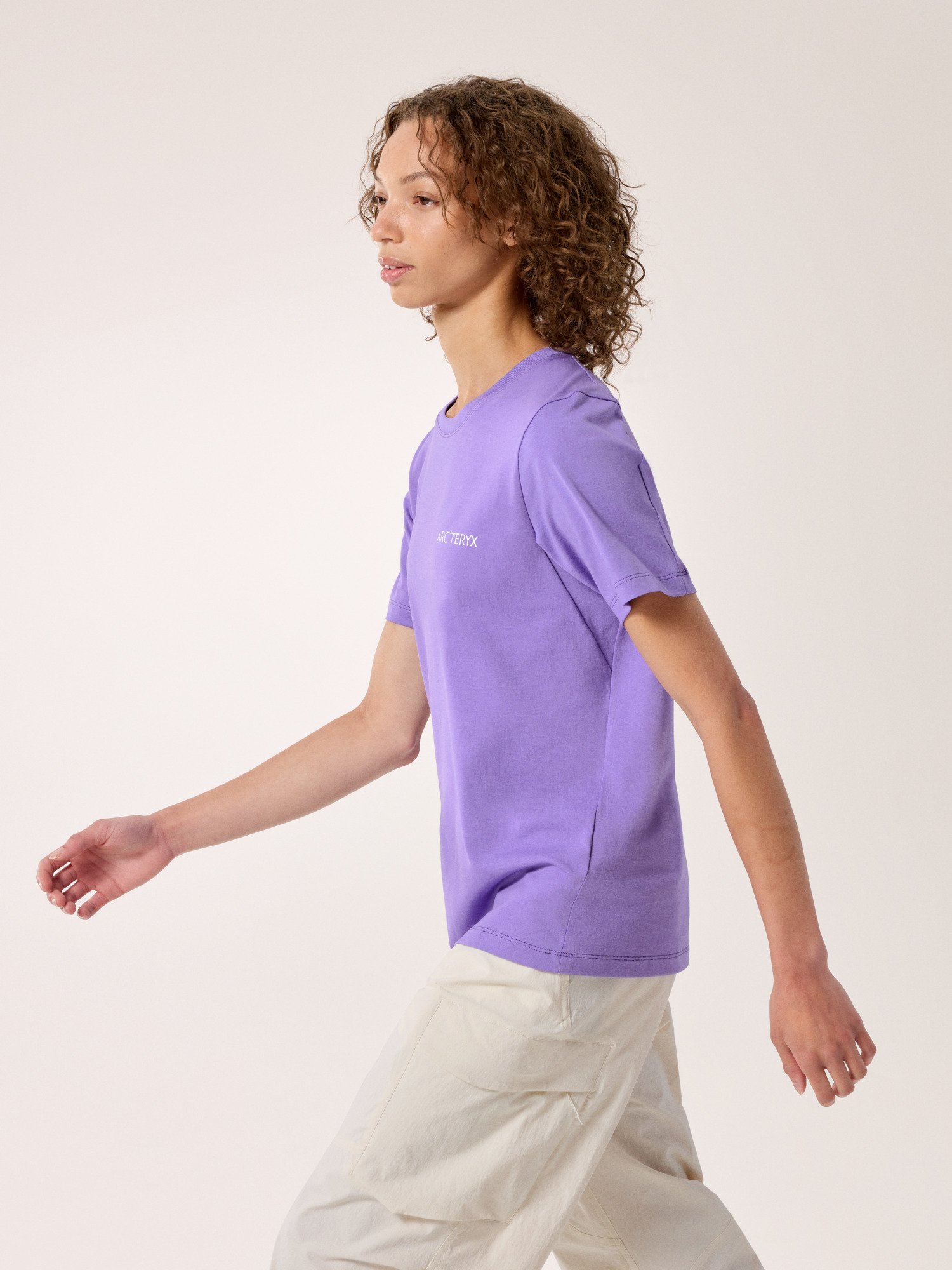 Kragg SL Cotton Blurred Bird Crew Shirt SS Women's Aster / White Side View