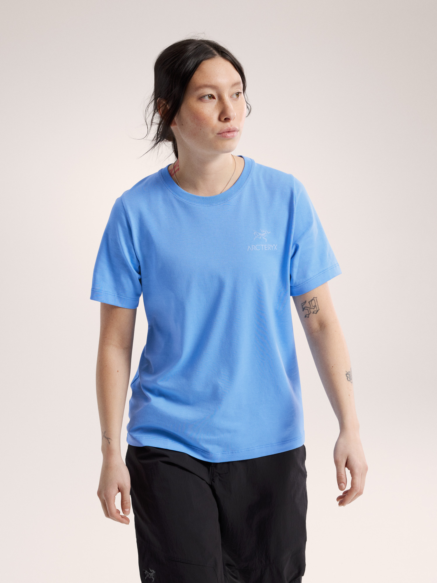 Kragg SL Cotton Emblem Crew Shirt SS Women's Glacial Front View