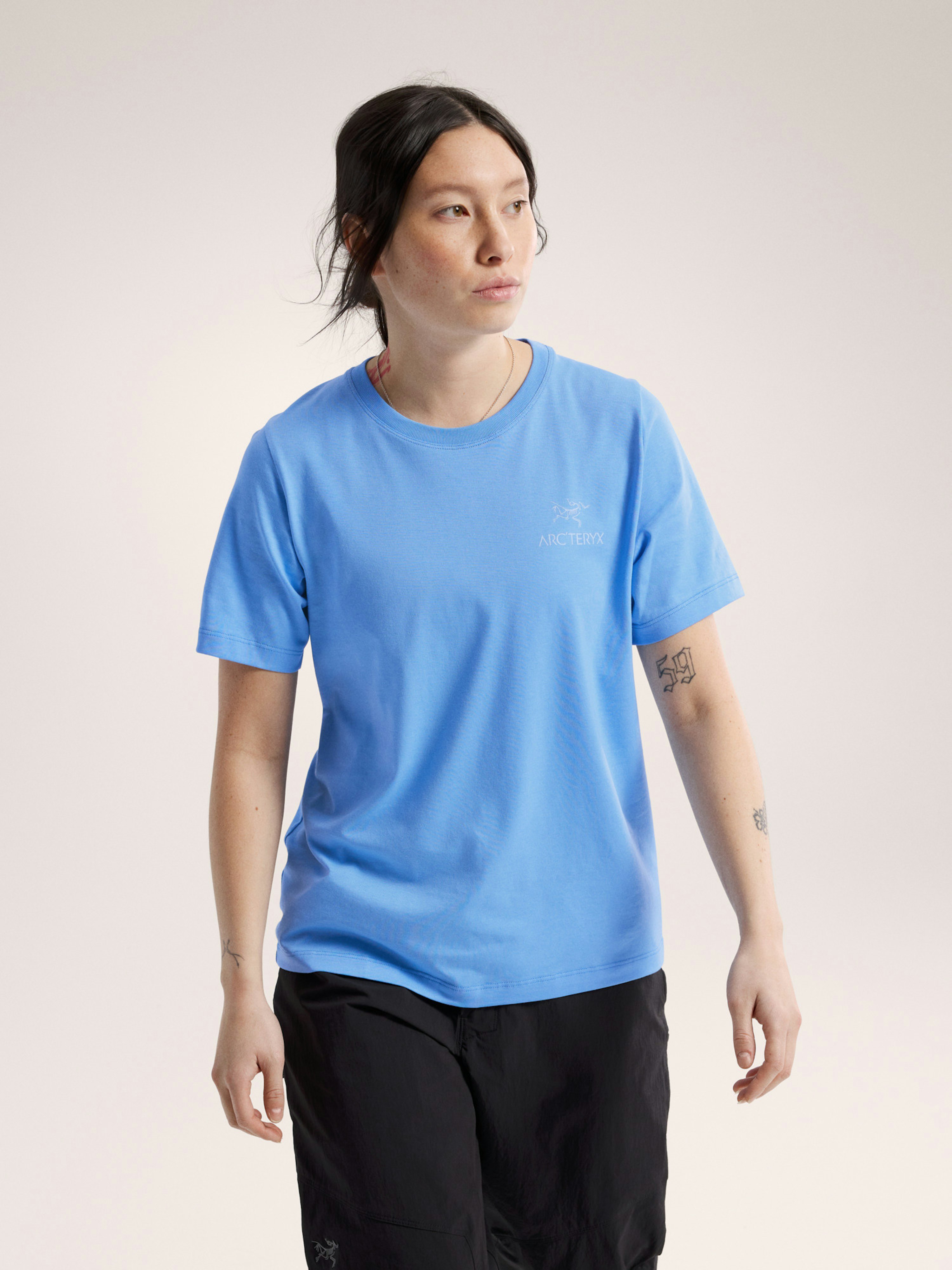 Kragg SL Cotton Emblem Crew Shirt SS Women's Glacial Front View