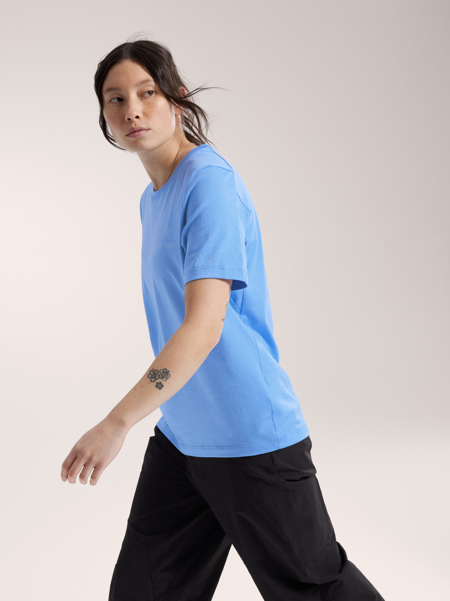 Kragg SL Cotton Emblem Crew Shirt SS Women's Glacial Side View