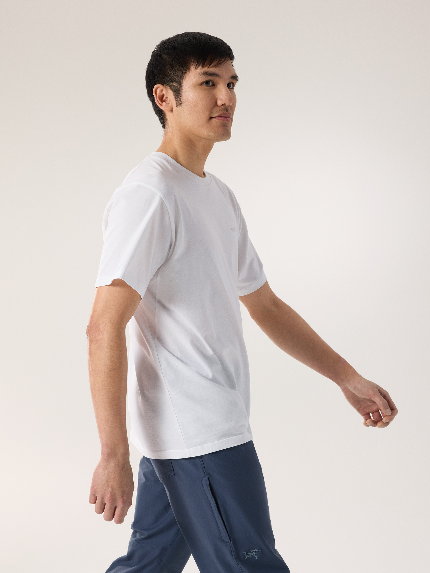 Kragg SL Cotton Blurred Bird Shirt SS White Light / Atmos Side View