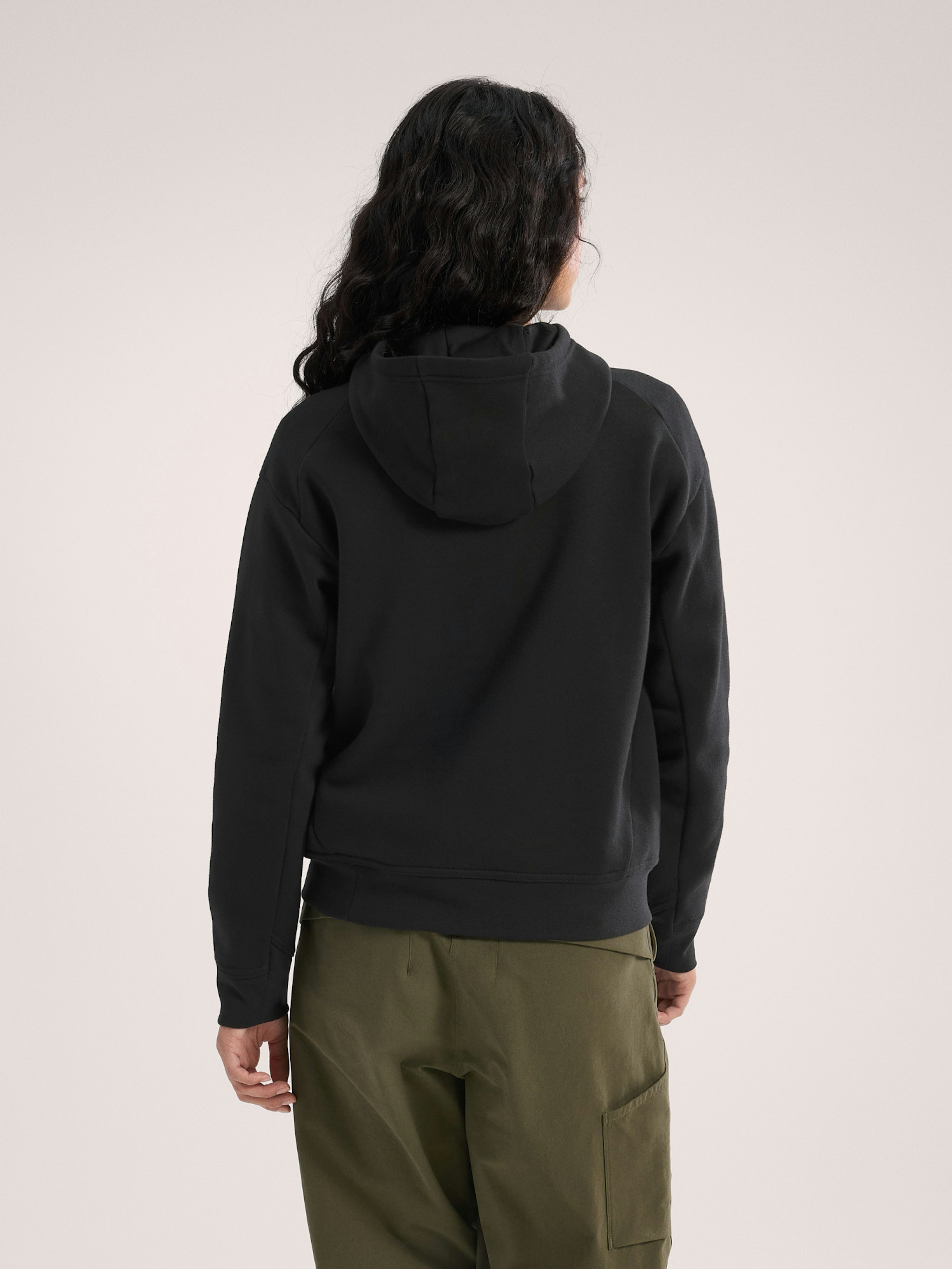 Emblem Fleece Hoody Women's Black Back View