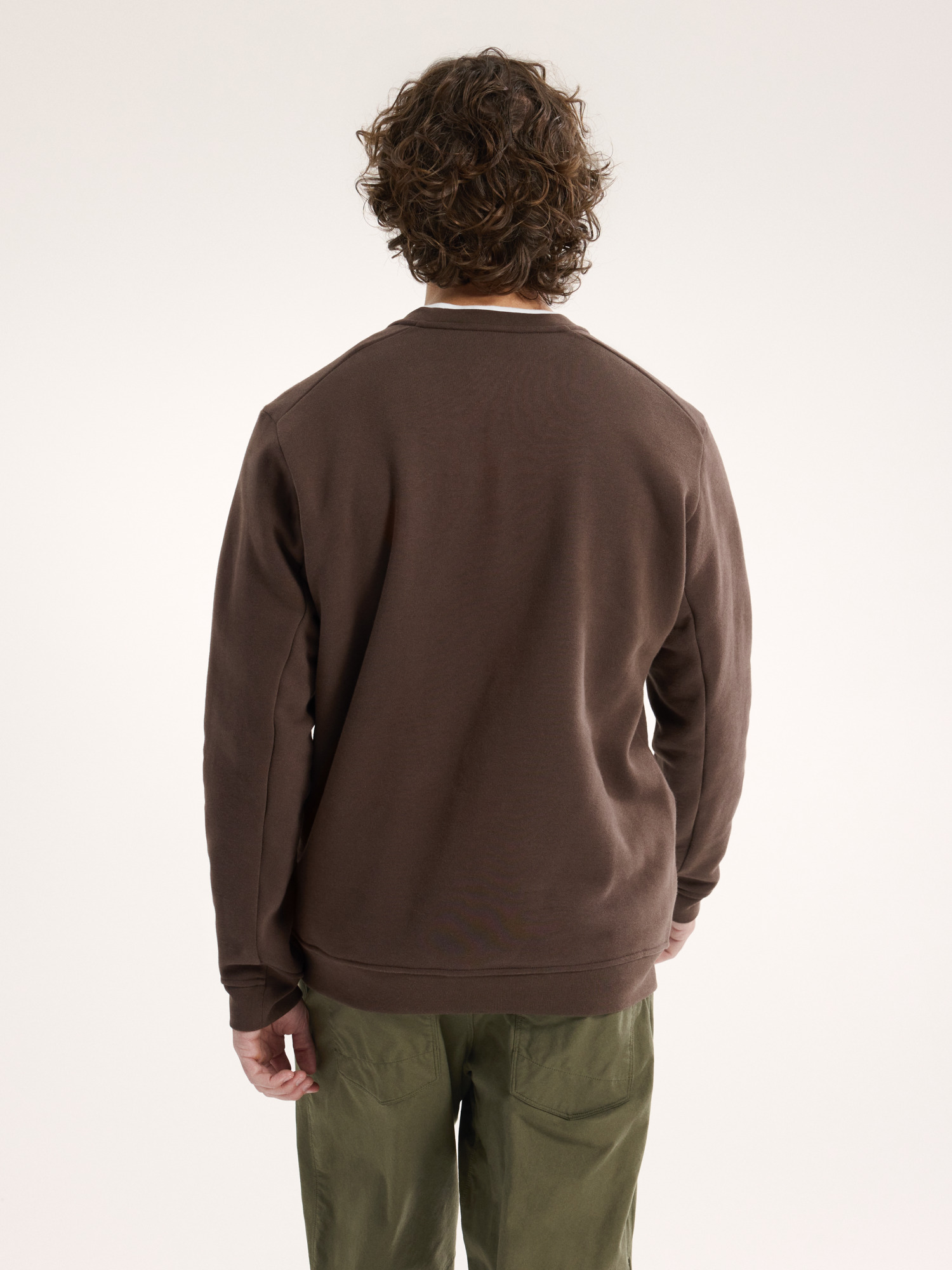 Emblem Fleece Crew Neck Pullover Carob Back View