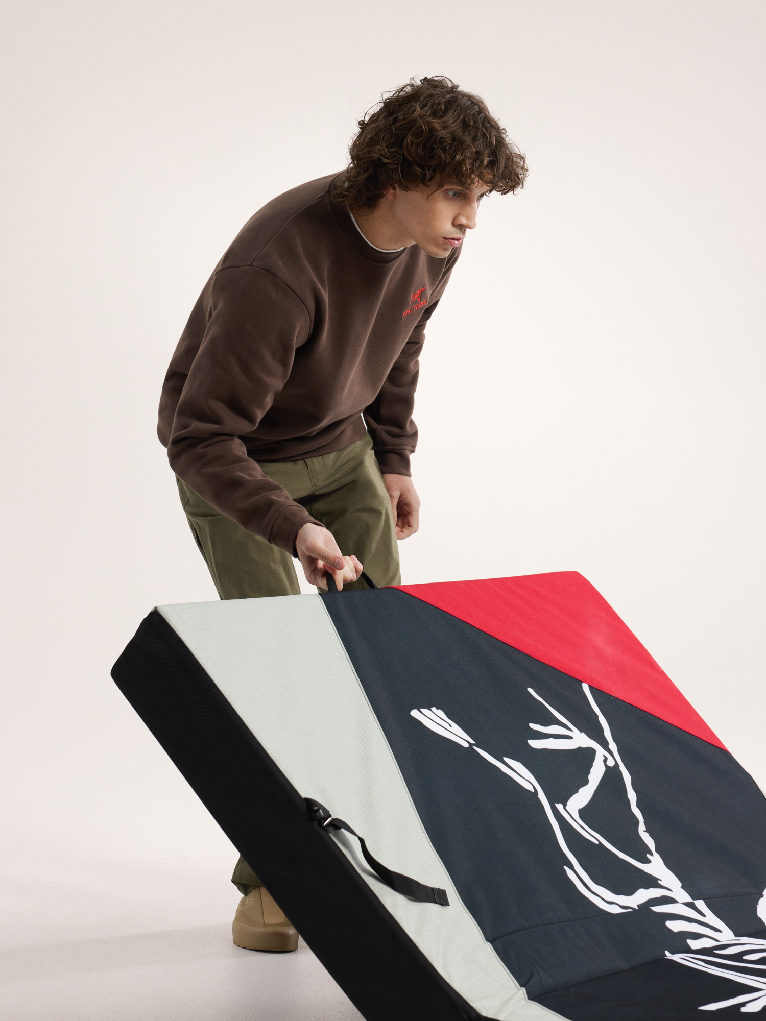 Emblem Fleece Crew Neck Pullover Carob Full Body