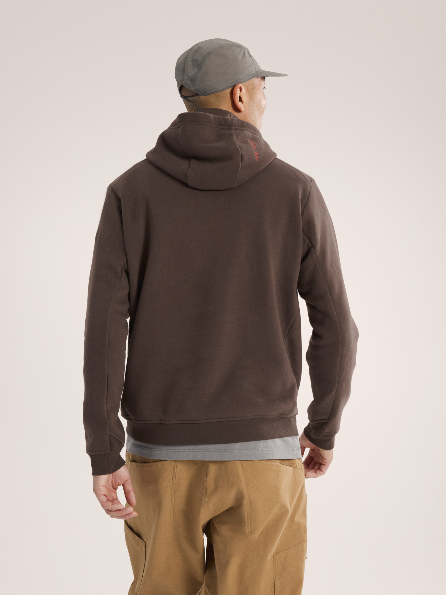 Emblem Fleece Hoody Carob Back View