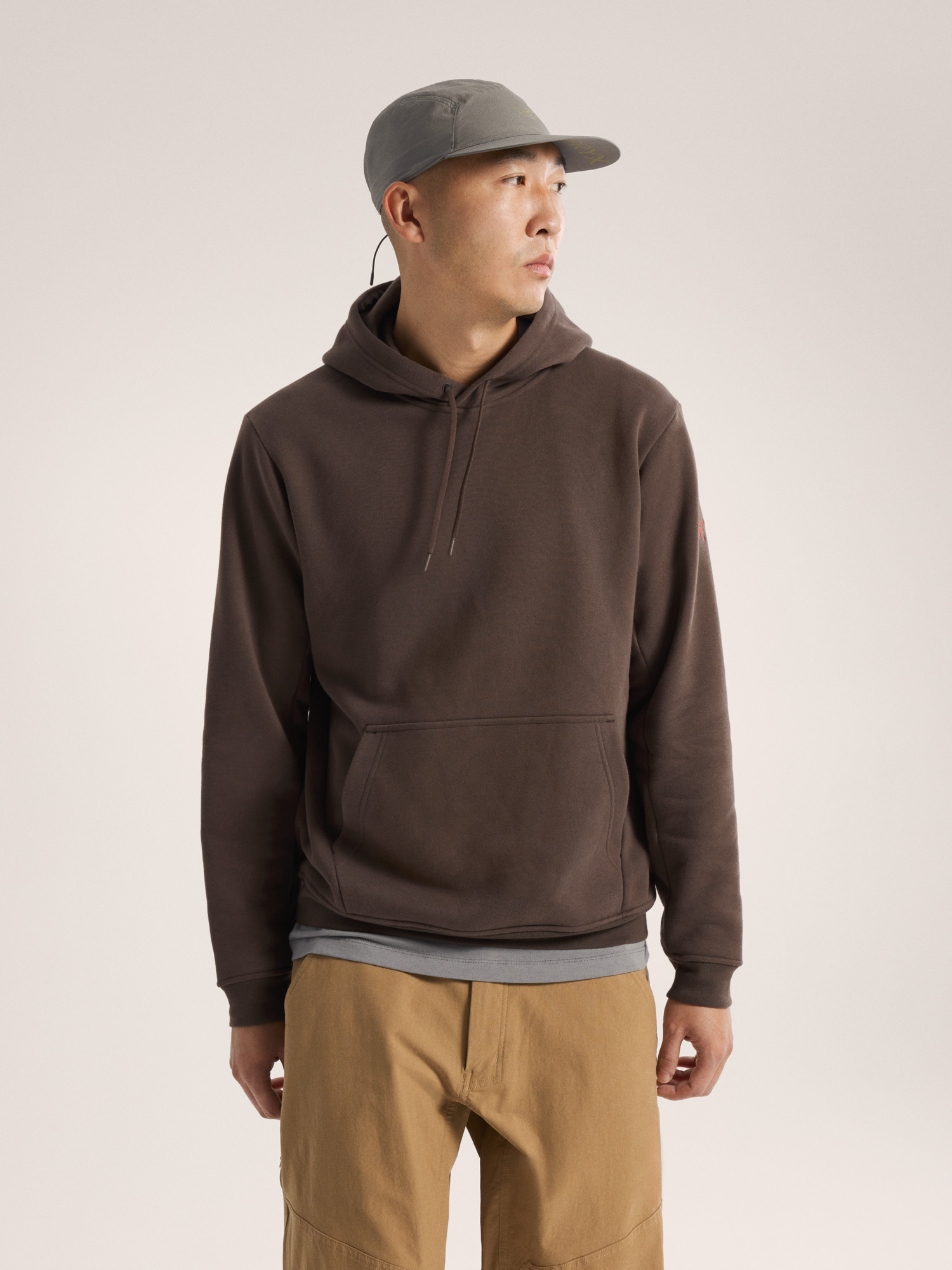 Emblem Fleece Hoody Carob Front View