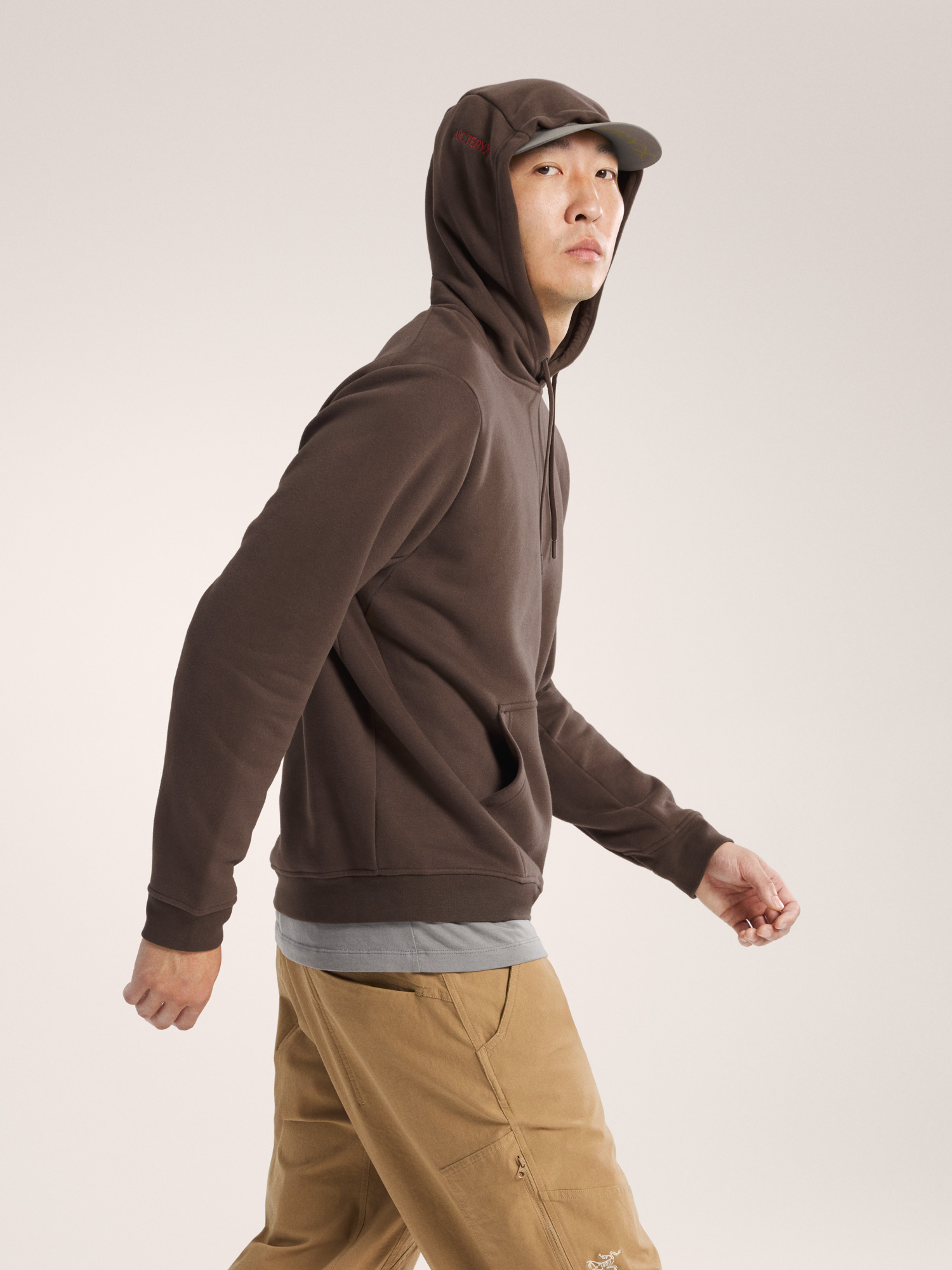 Emblem Fleece Hoody Carob Side View