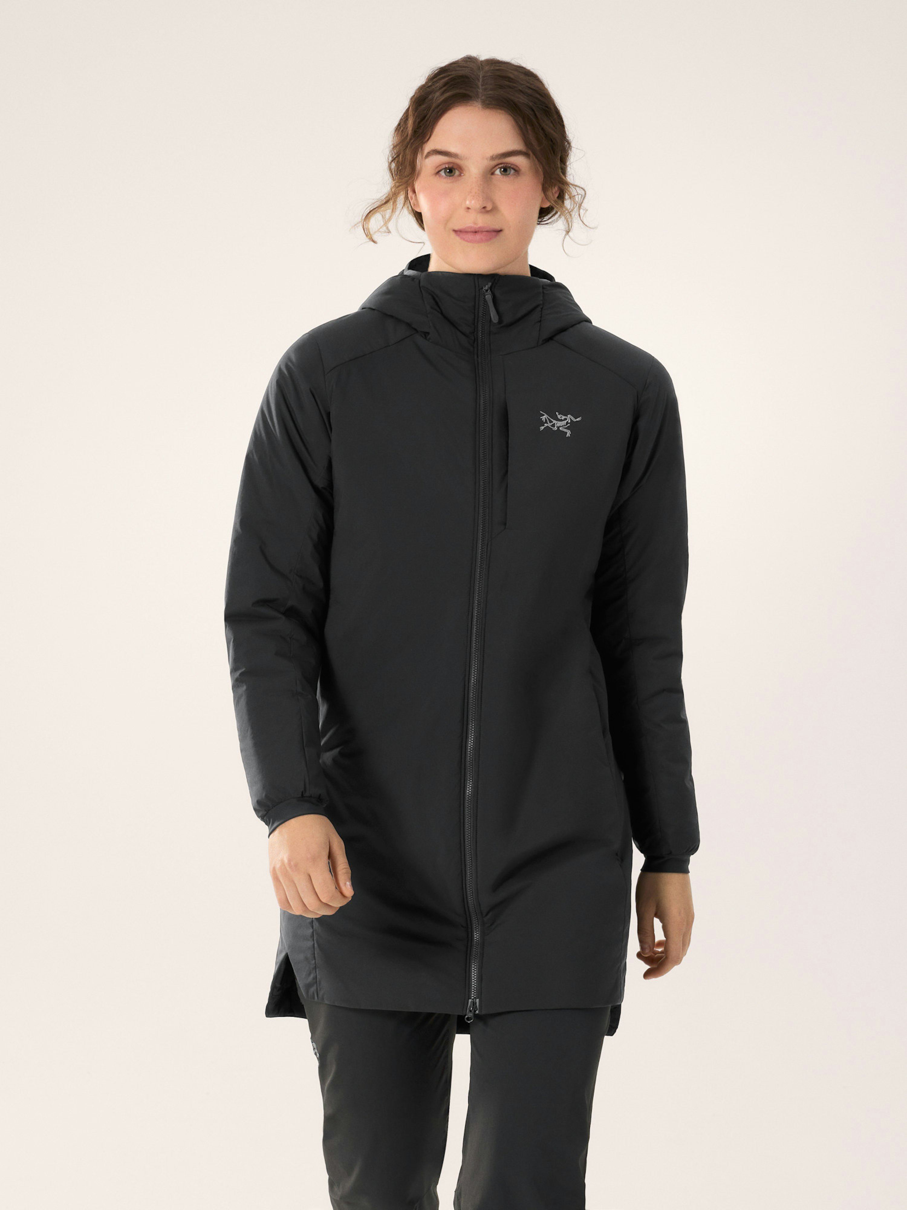 Atom Long Coat Women's Black Front View
