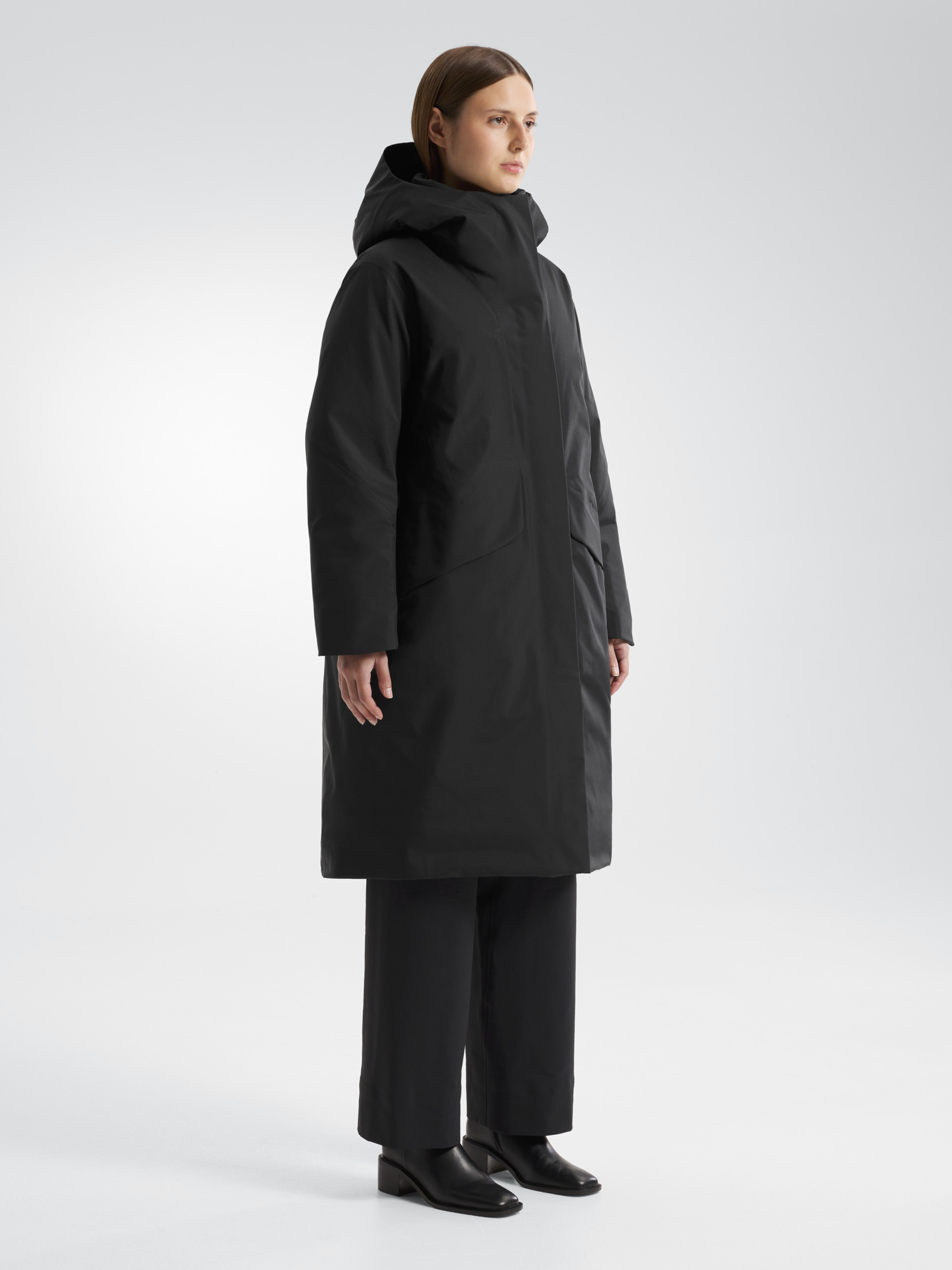 Ifora Down Parka Women's Black 3 4 Front View