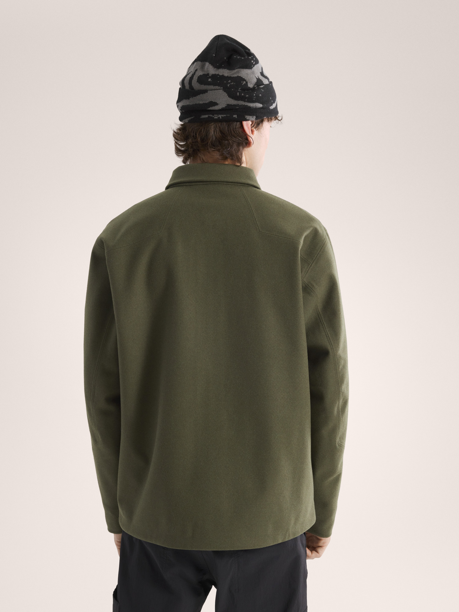 Sawyer Wool Overshirt Tatsu Heather Back View