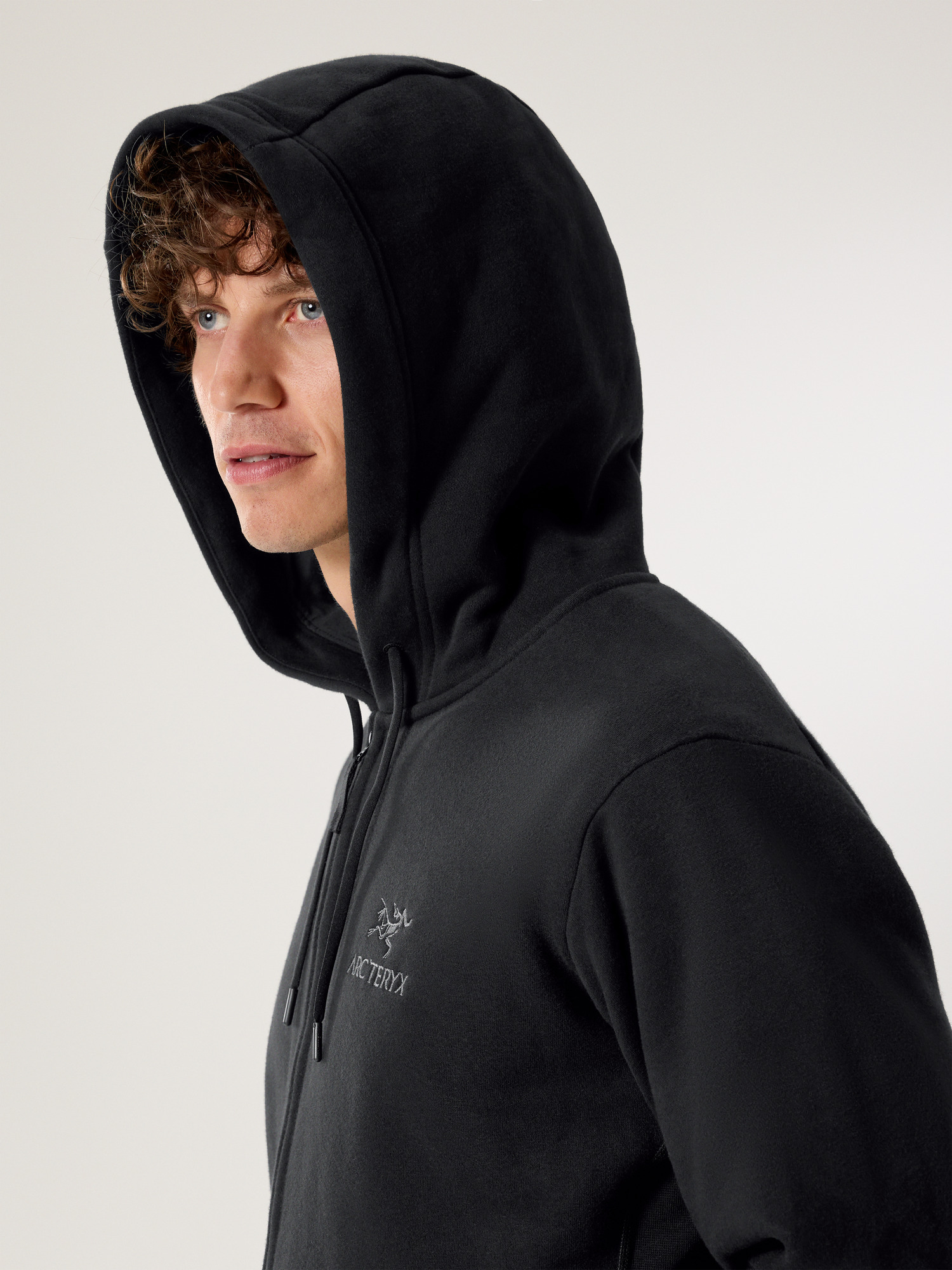 Emblem Fleece Full Zip Hoody Black Hood