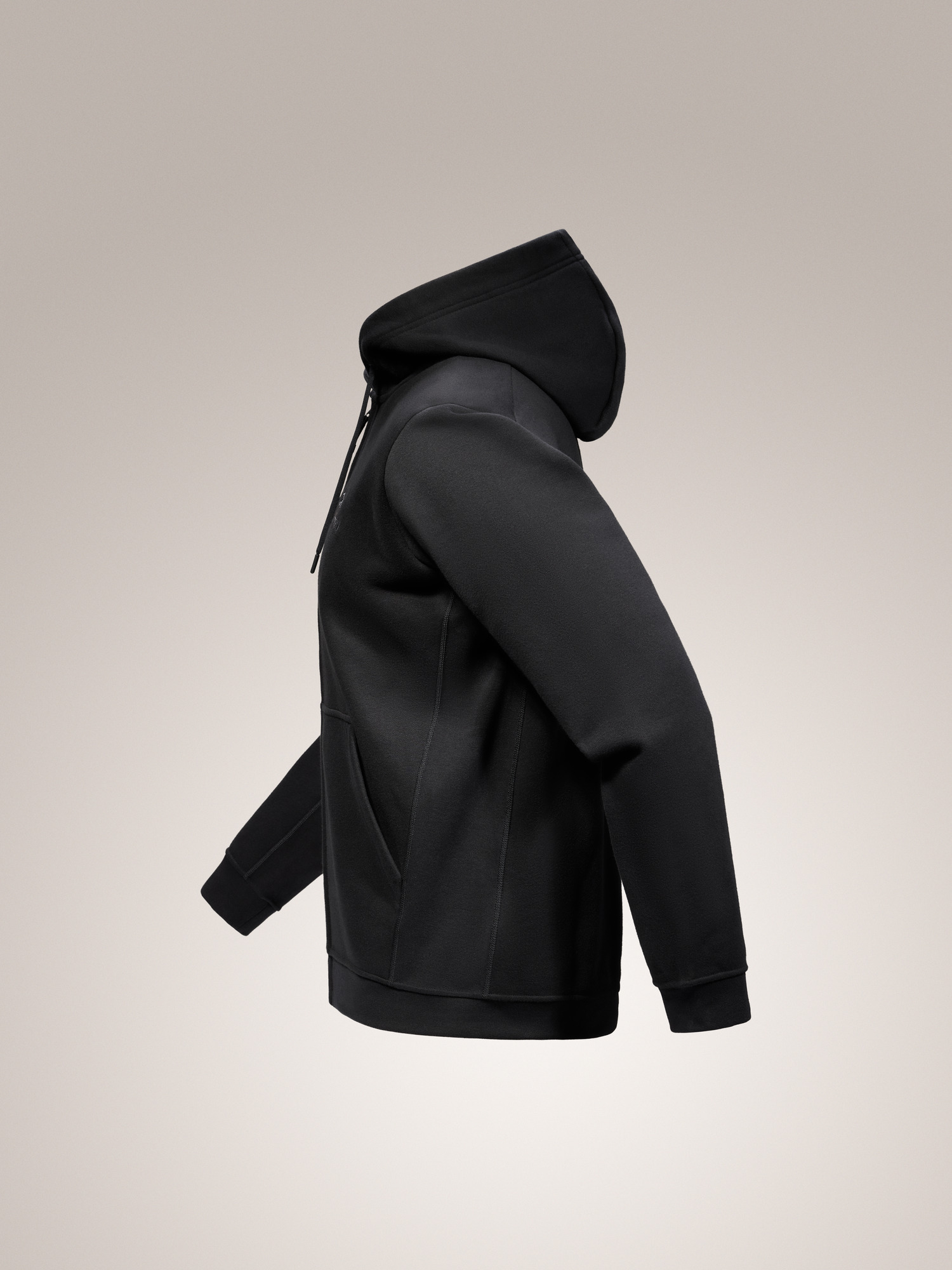 Emblem Fleece Full Zip Hoody Black Profile