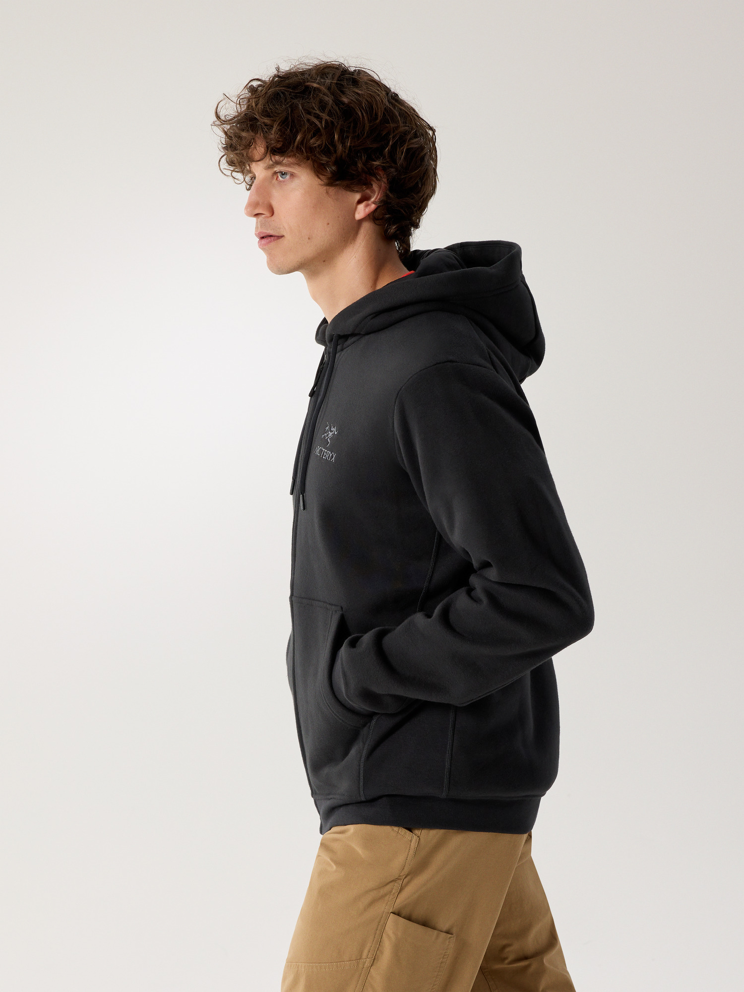 Emblem Fleece Full Zip Hoody Black Side View