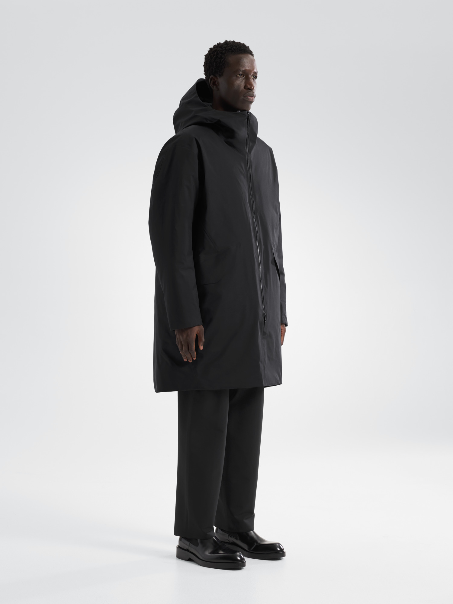 Monitor Down Coat Black 3 4 Front View